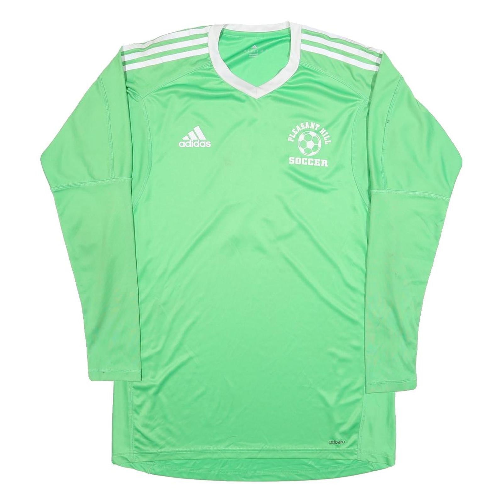 ADIDAS Mens Green & White Soccer T-Shirt M Long Sleeve V-Neck Performance Refurbished - N/A refurbished available on Cerqular