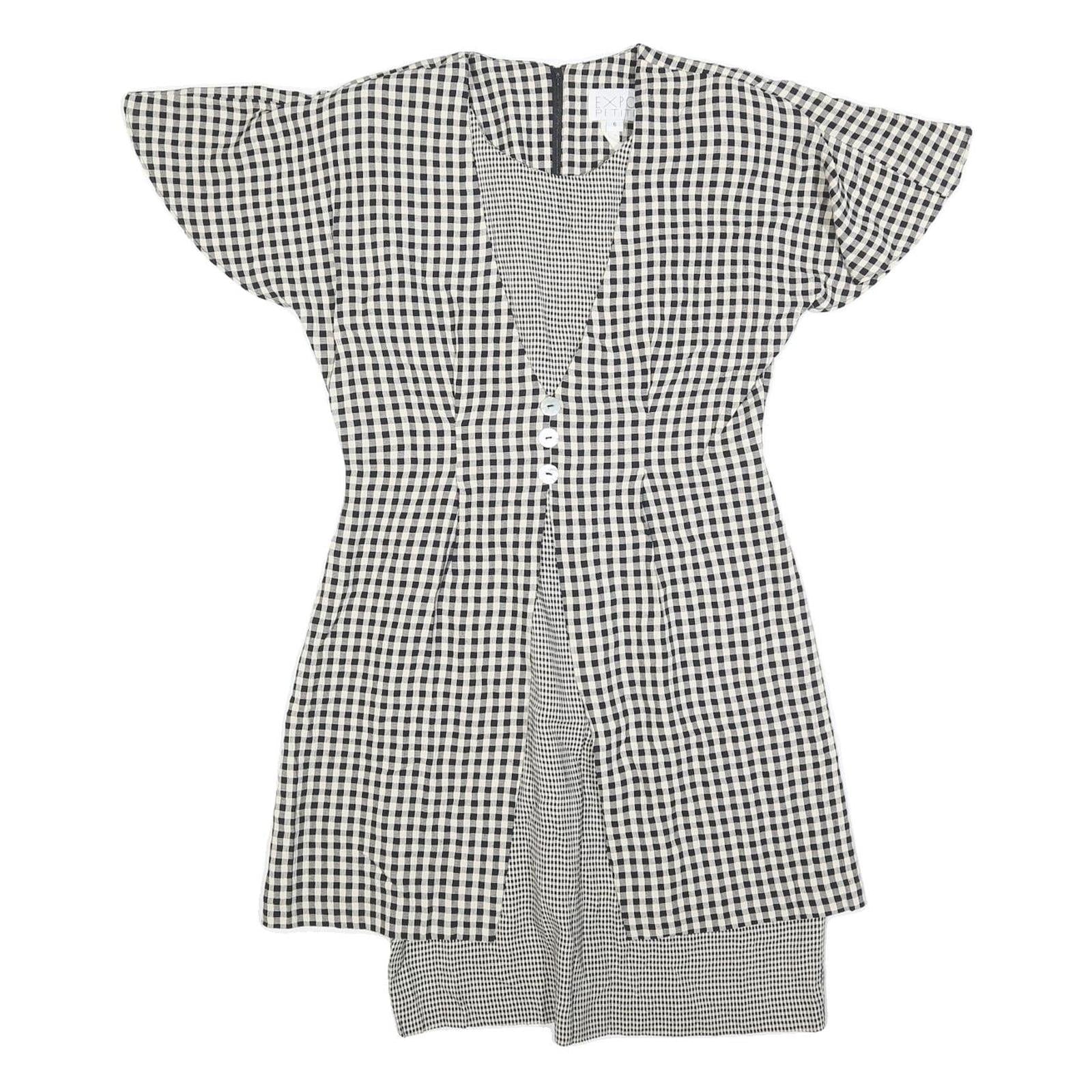 EXPO PETITE Womens Black & White Check Fit & Flare Cotton Blend Dress M Short Refurbished - N/A refurbished available on Cerqular