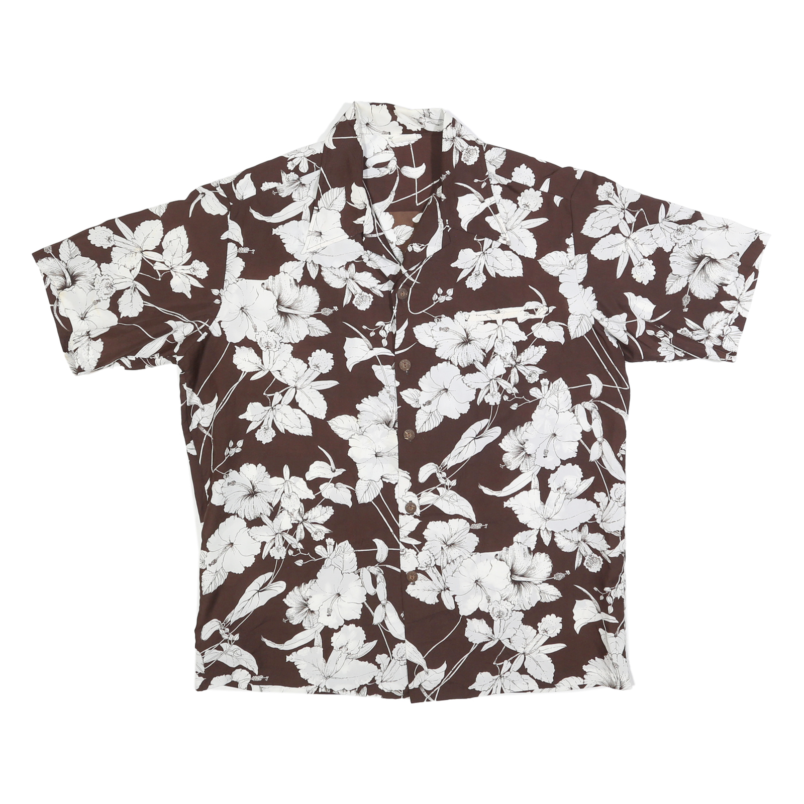Buy Mens Brown & White Floral Pattern Polyester Short Sleeve Shirt L Casual Summer Refurbished - $15.59 Mens Brown & White Floral Pattern Polyester Short Sleeve Shirt L Casual Summer Refurbished - N/A refurbished available on Cerqular