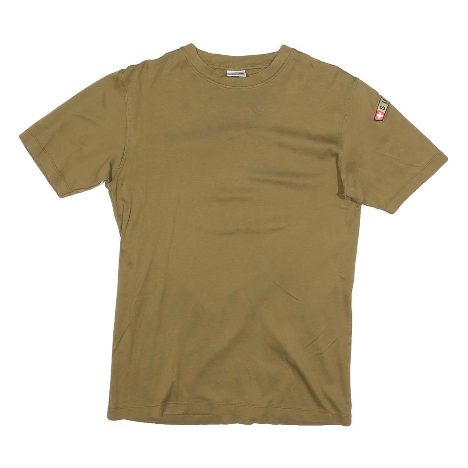 Mens Beige Cotton Blend T-Shirt S Short Sleeve Crew Neck Patch Detail Refurbished - N/A refurbished available on Cerqular