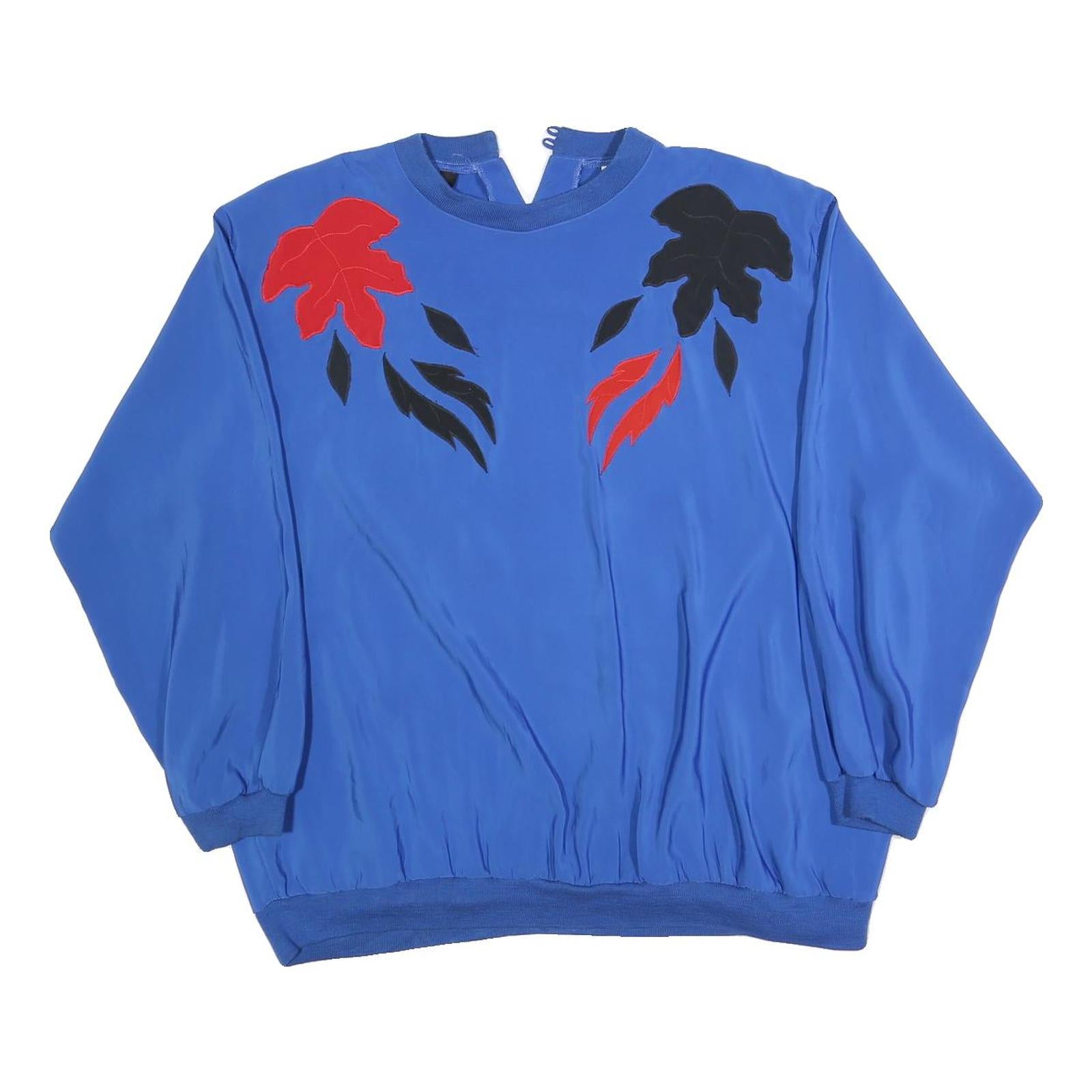 LADY JOYCE Womens Blue Red & Black Printed Top Long Sleeve Round Neck XL Refurbished - N/A refurbished available on Cerqular