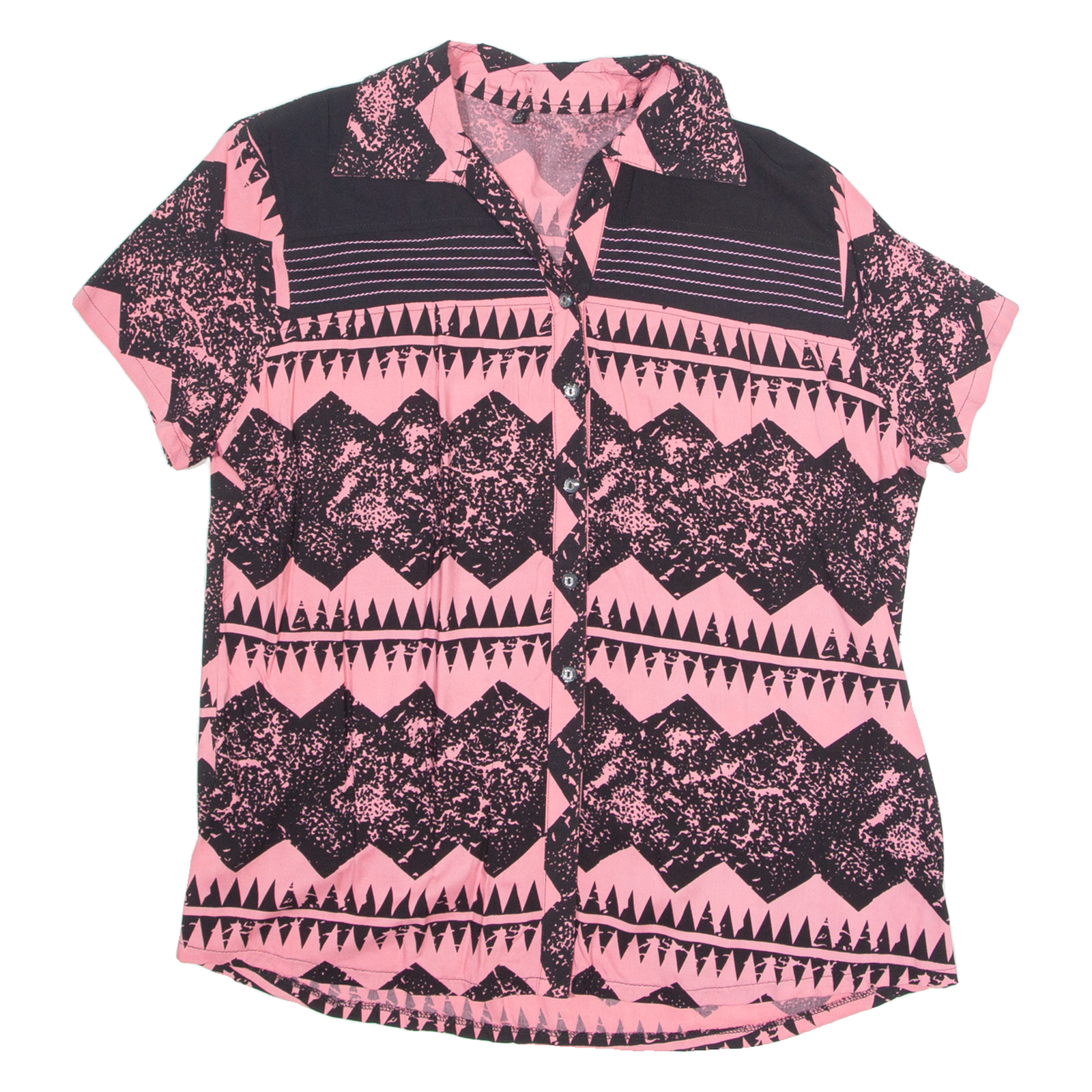 Womens Printed Shirt Pink V-Neck Crazy Pattern L Refurbished - N/A refurbished available on Cerqular