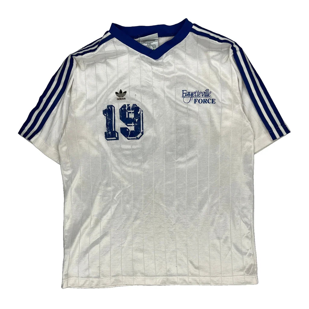 Fayetteville Force Adidas Football Jersey - Large Blue Polyester Refurbished - Thrifted (note: this is a term often used to describe second- refurbished available on Cerqular