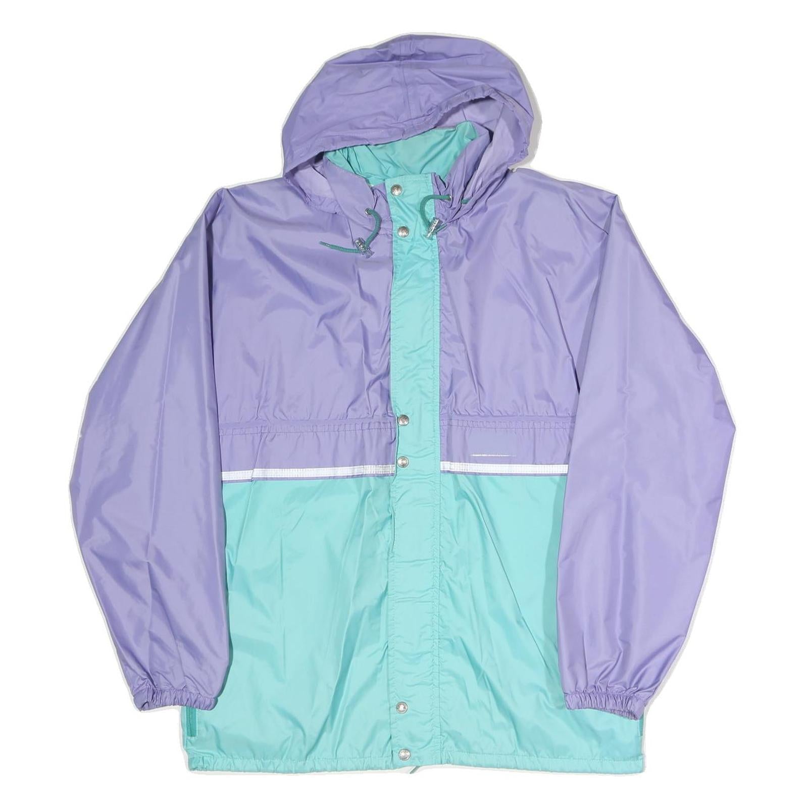 Womens Purple & Aqua Casual Jacket M Polyester Hooded Zip Colourblock Stylish Refurbished - N/A refurbished available on Cerqular