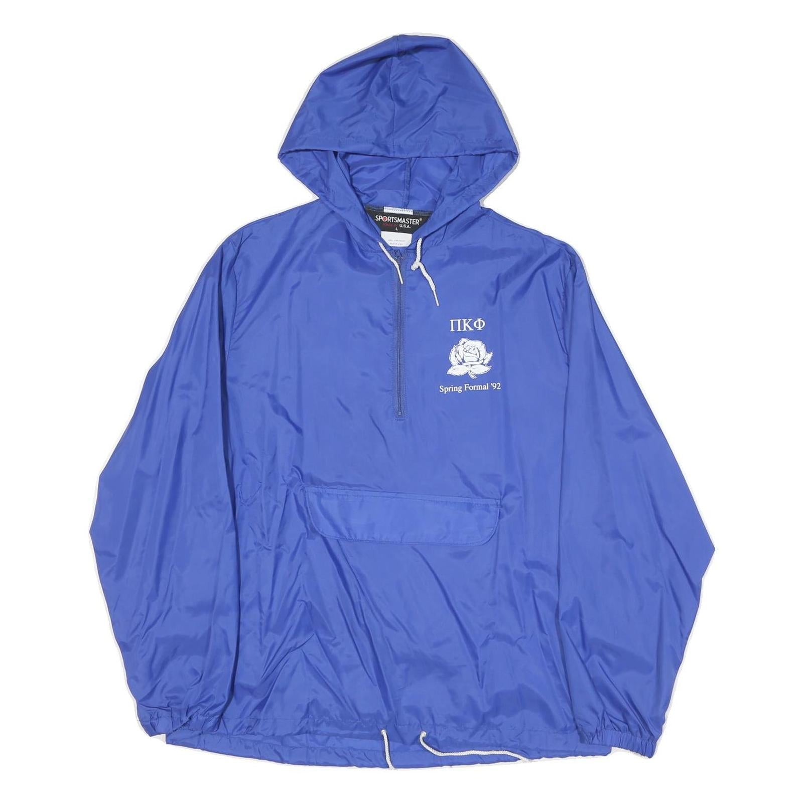 SPORTMASTER Womens Blue Hooded Nylon Jacket L Lightweight Windbreaker Half Zip Refurbished - N/A refurbished available on Cerqular