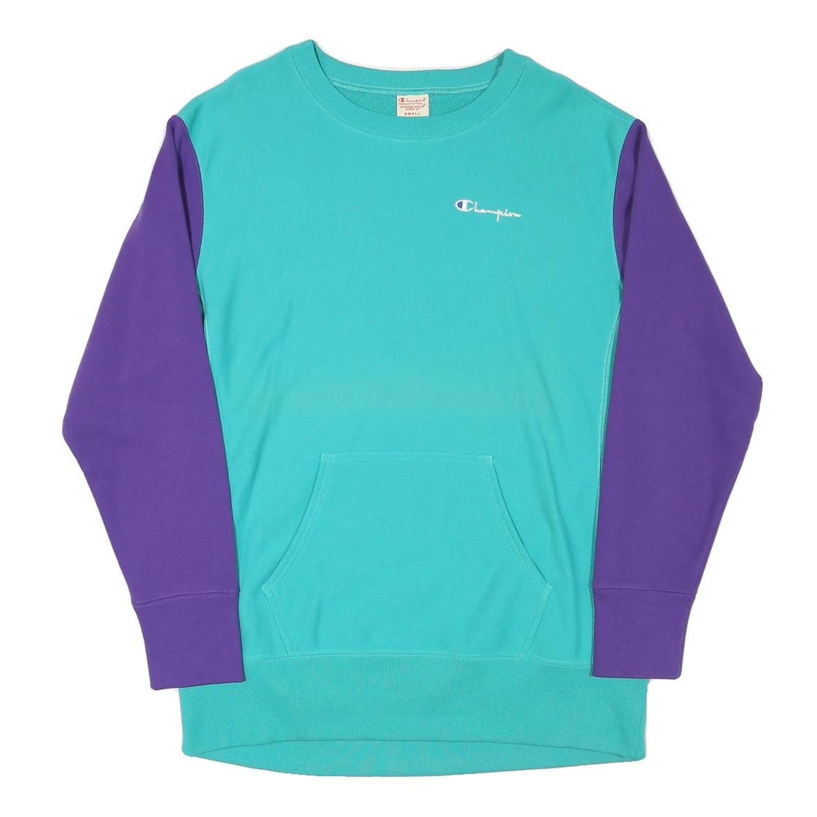 CHAMPION Mens Blue & Purple Crew Neck S Cotton Blend Sweatshirt Casual Pullover Refurbished - N/A refurbished available on Cerqular