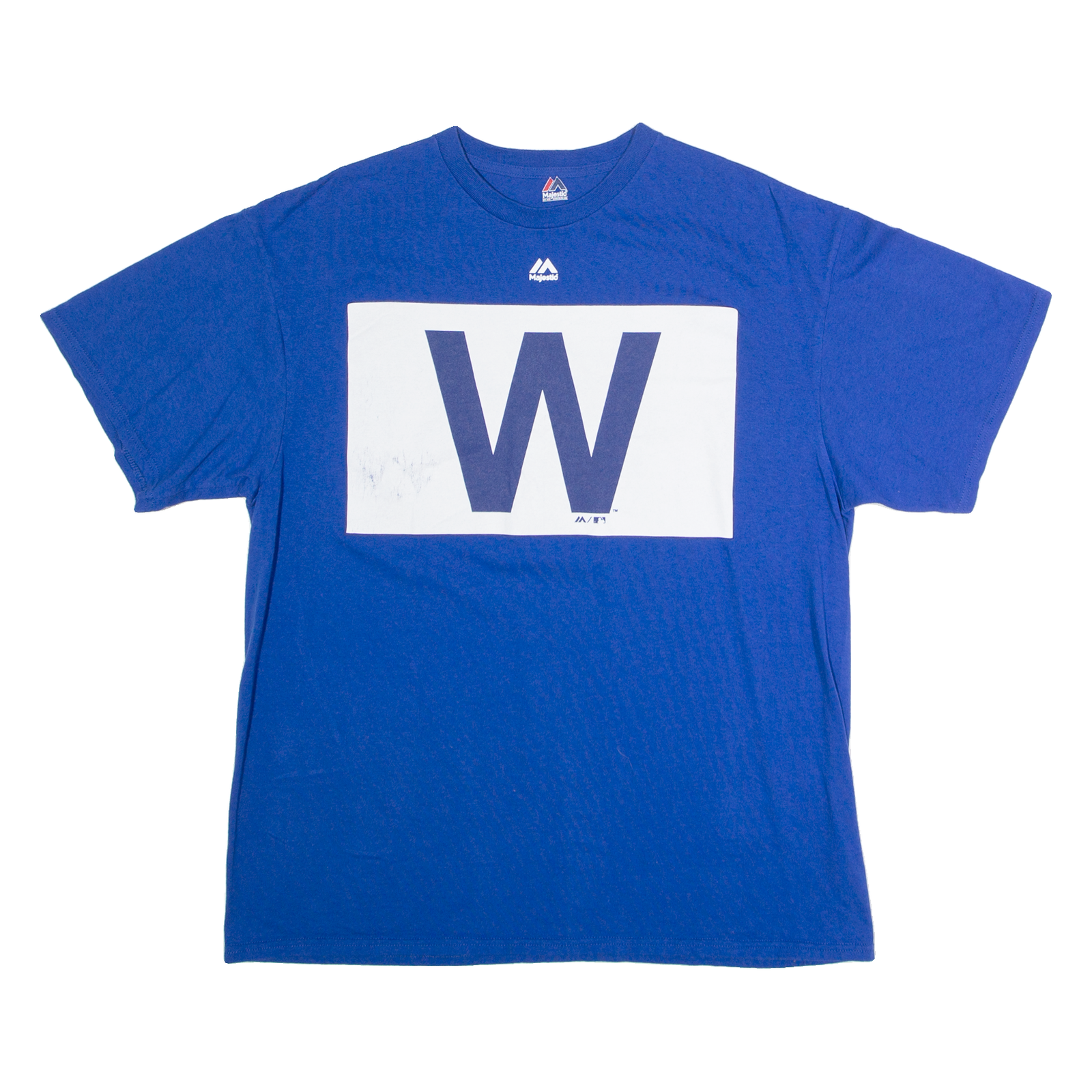 MAJESTIC Chicago Cubs Mens T-Shirt Blue USA Crew Neck XL Refurbished - N/A refurbished available on Cerqular