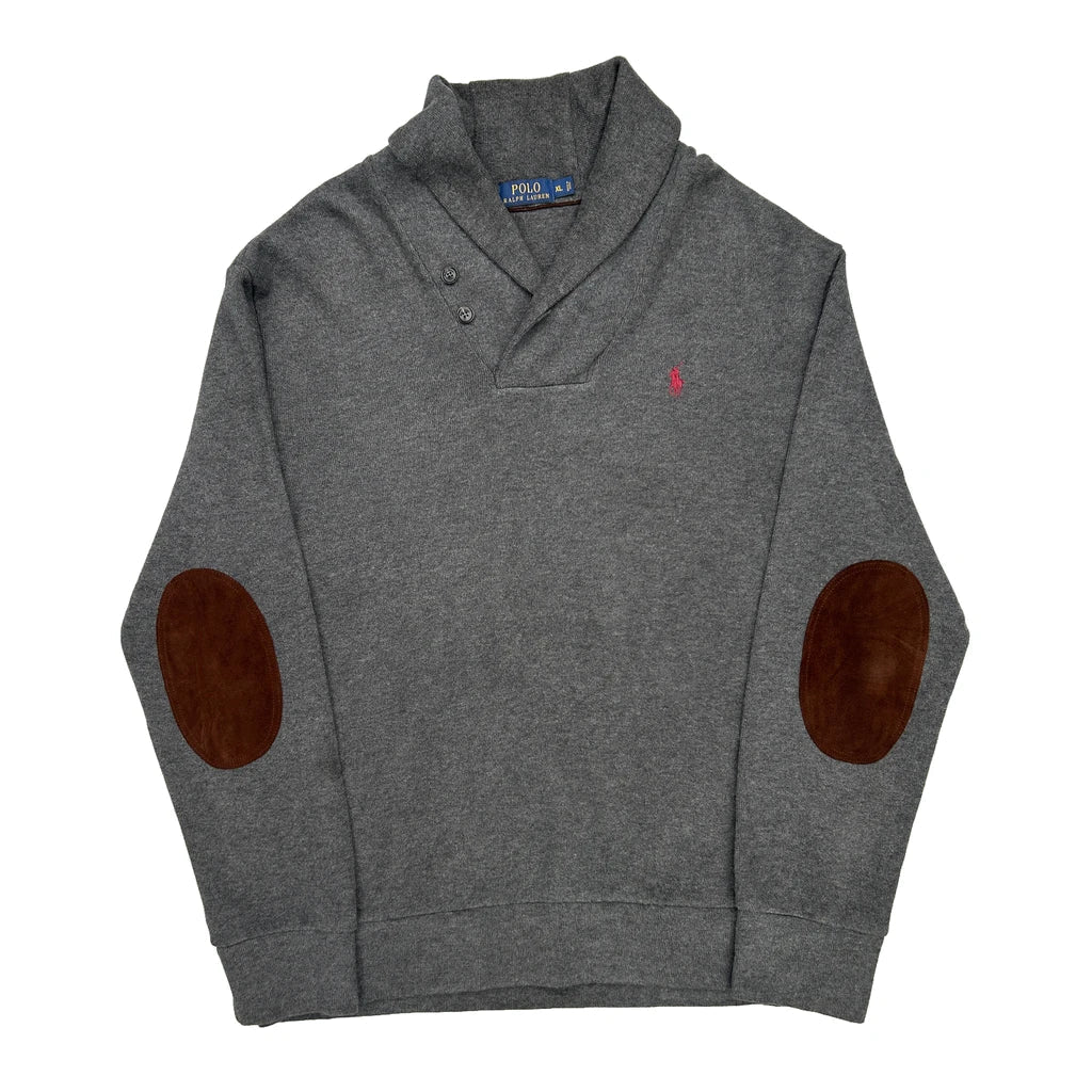 Polo By Ralph Lauren Collared Jumper - XL Grey Cotton Refurbished - Thrifted (note: this is a term often used to describe second- refurbished available on Cerqular