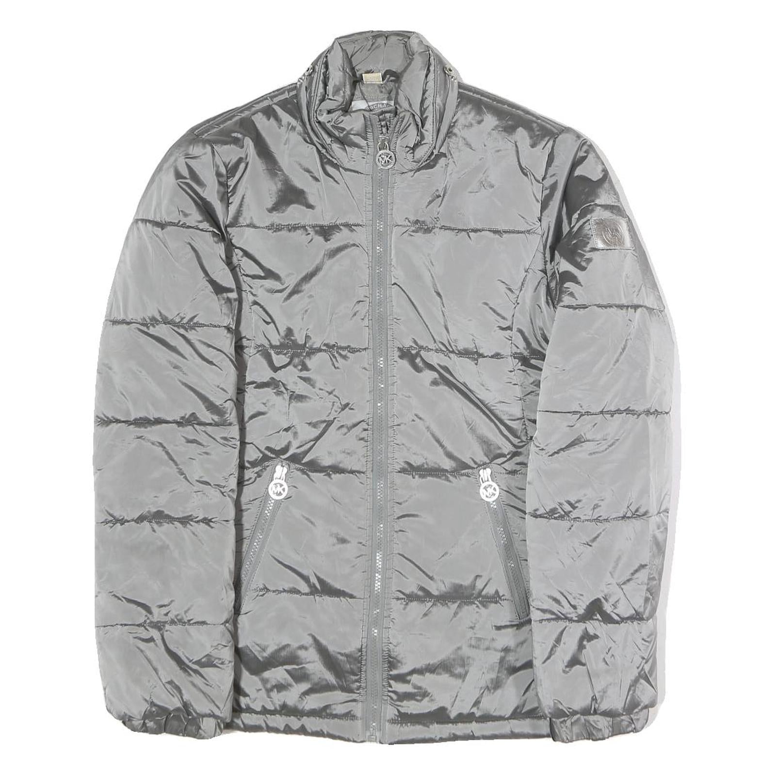 MICHAEL KORS Womens Grey Jacket S Polyester Puffer Zip Casual Lightweight Refurbished - N/A refurbished available on Cerqular
