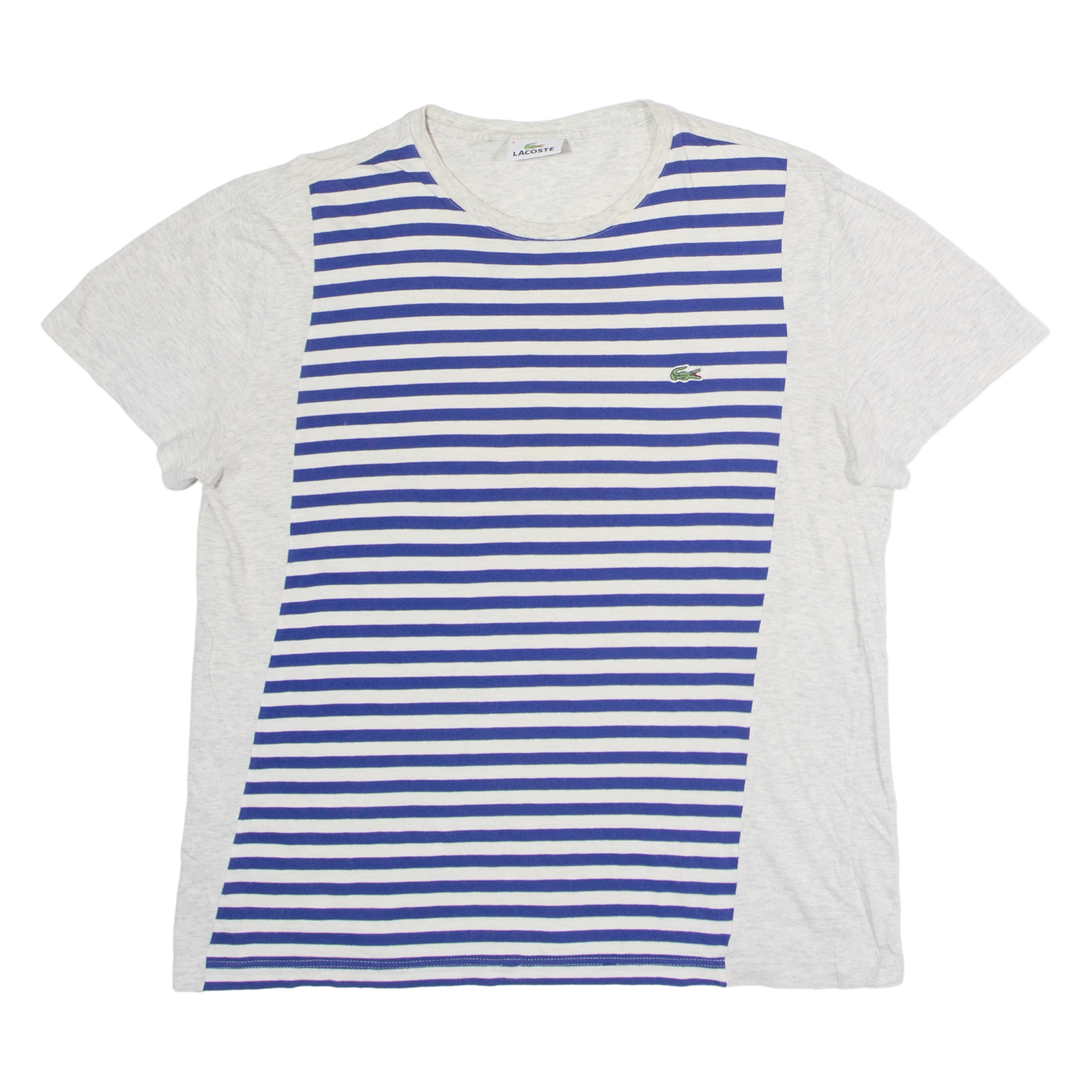 LACOSTE Striped Mens T-Shirt Grey Crew Neck S Refurbished - N/A refurbished available on Cerqular
