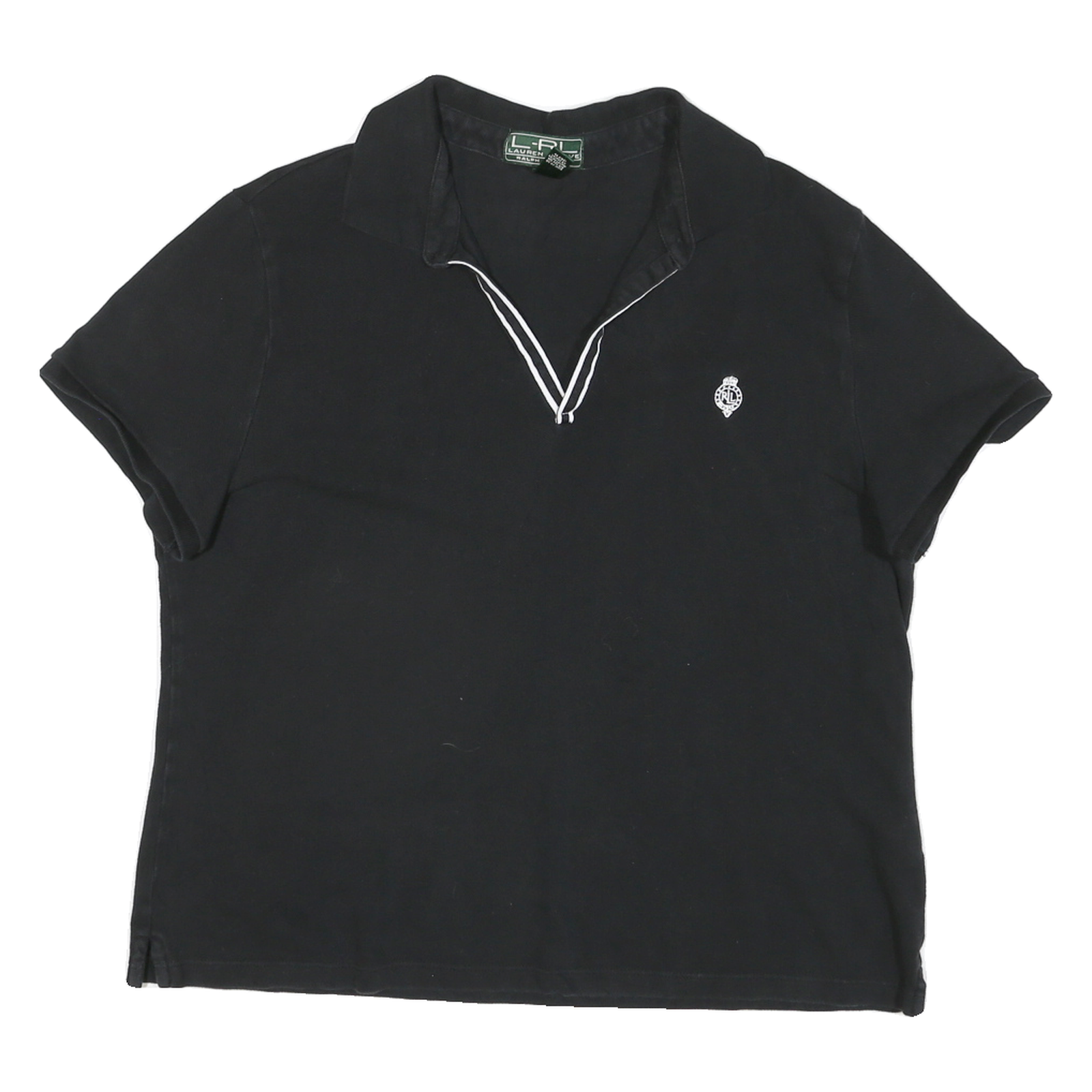LAUREN RALPH LAUREN Mens Black Cotton Blend Polo Shirt XL V-Neck Embroidered Refurbished - N/A refurbished available on Cerqular