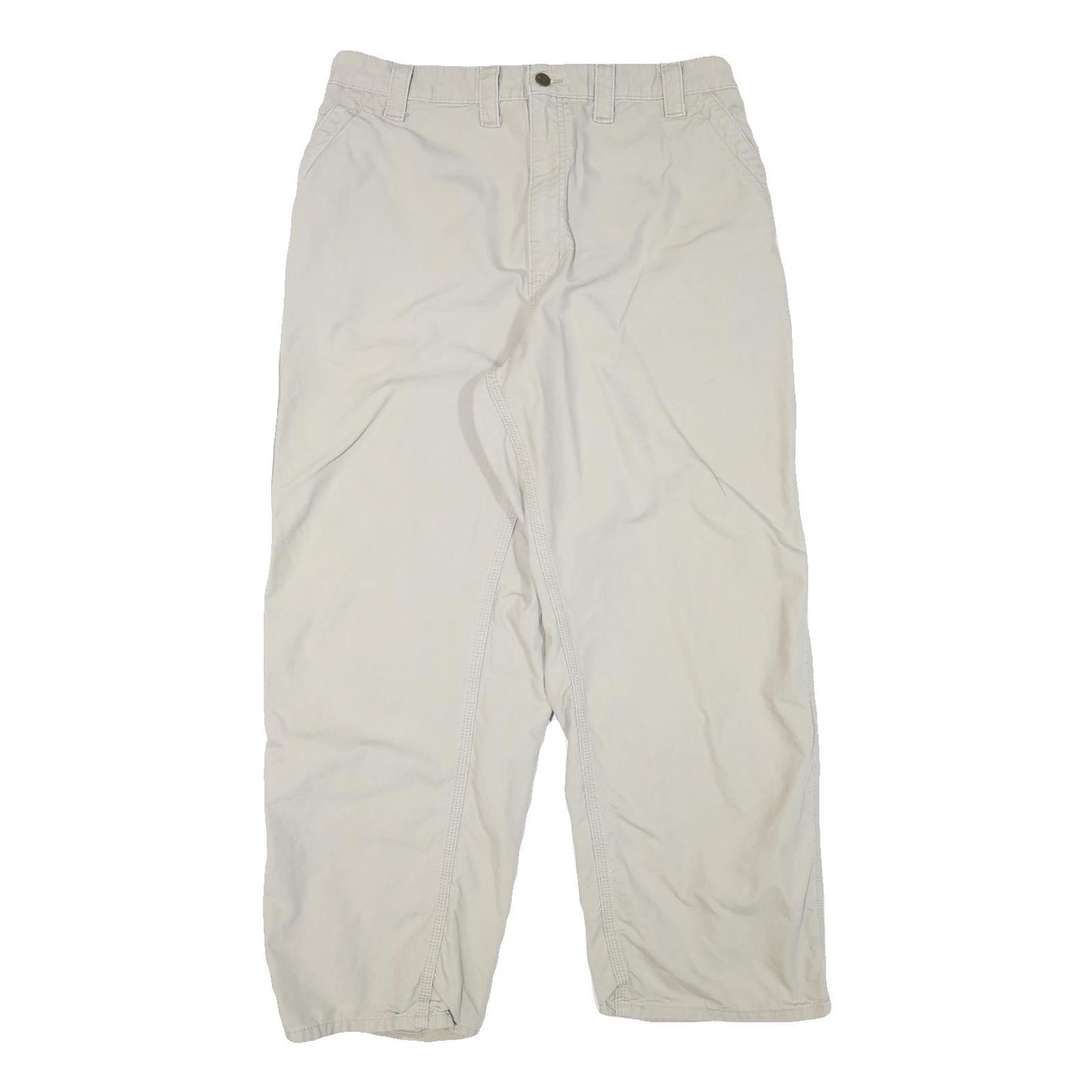CARHARTT Mens Cotton Blend Beige Relaxed Straight Trousers W34 L27 Workwear Zip Refurbished - N/A refurbished available on Cerqular