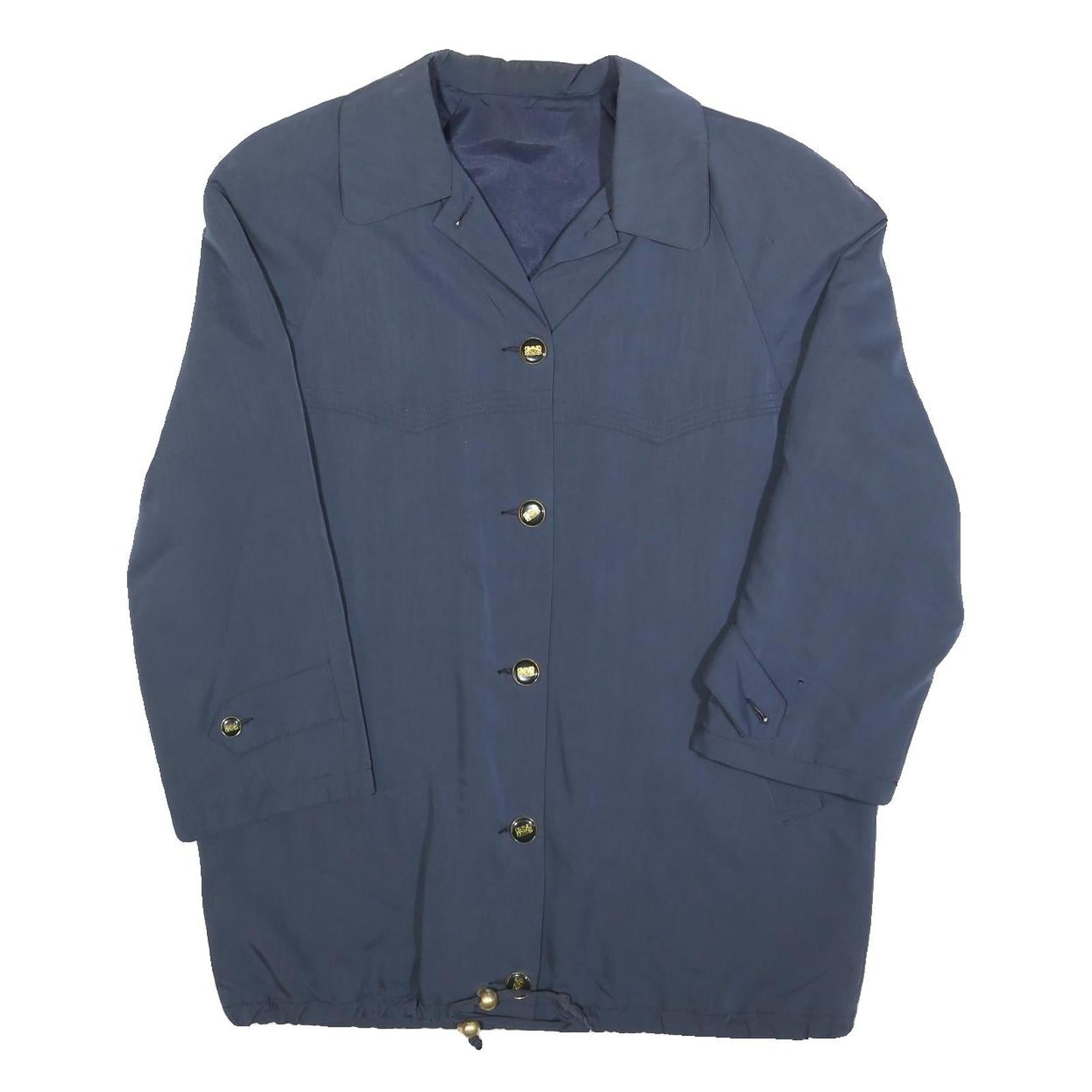 Womens Blue Button Closure Casual Jacket L Polyester Blend Plain Lightweight Refurbished - N/A refurbished available on Cerqular