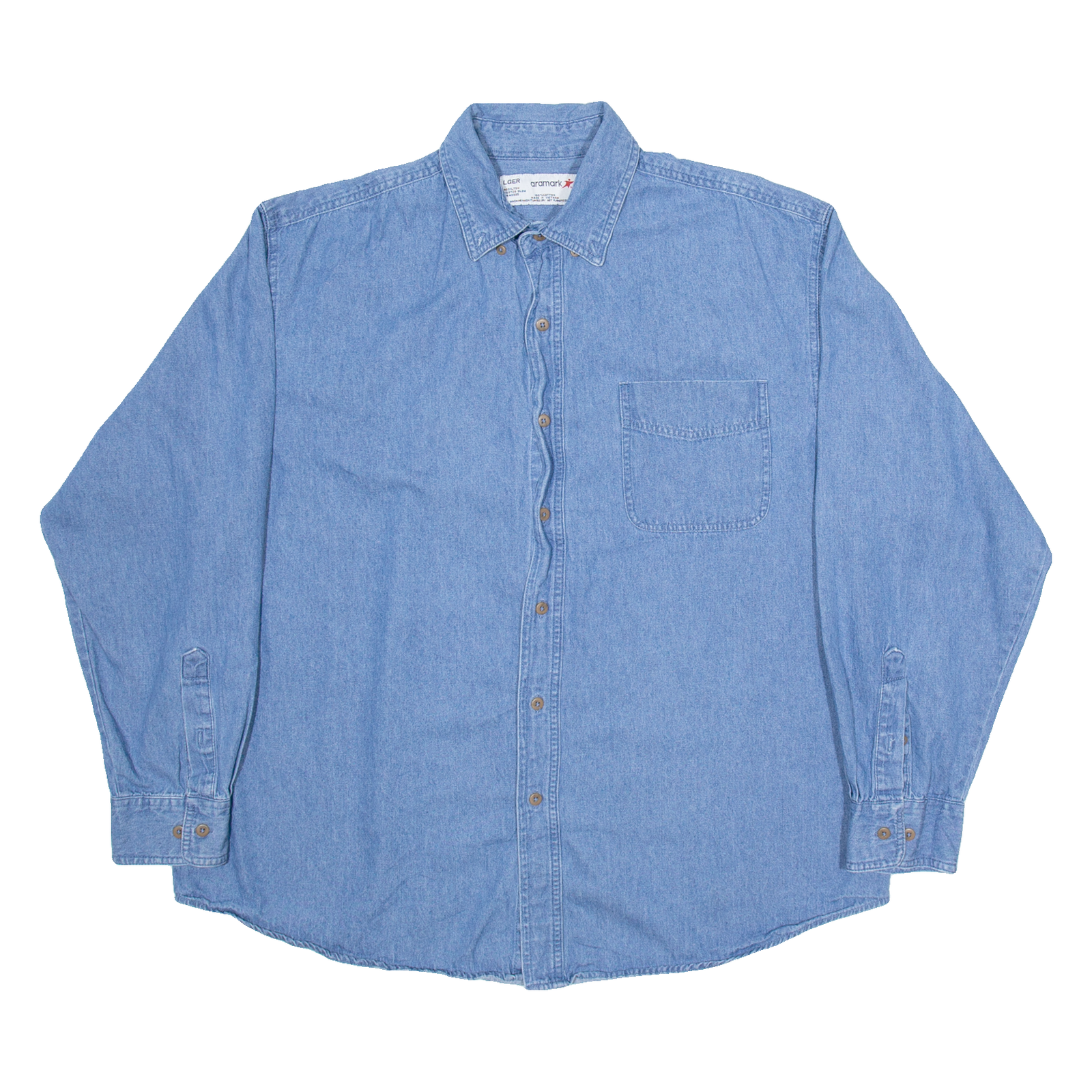 ARAMARK Mens Plain Shirt Blue Long Sleeve L Refurbished - N/A refurbished available on Cerqular