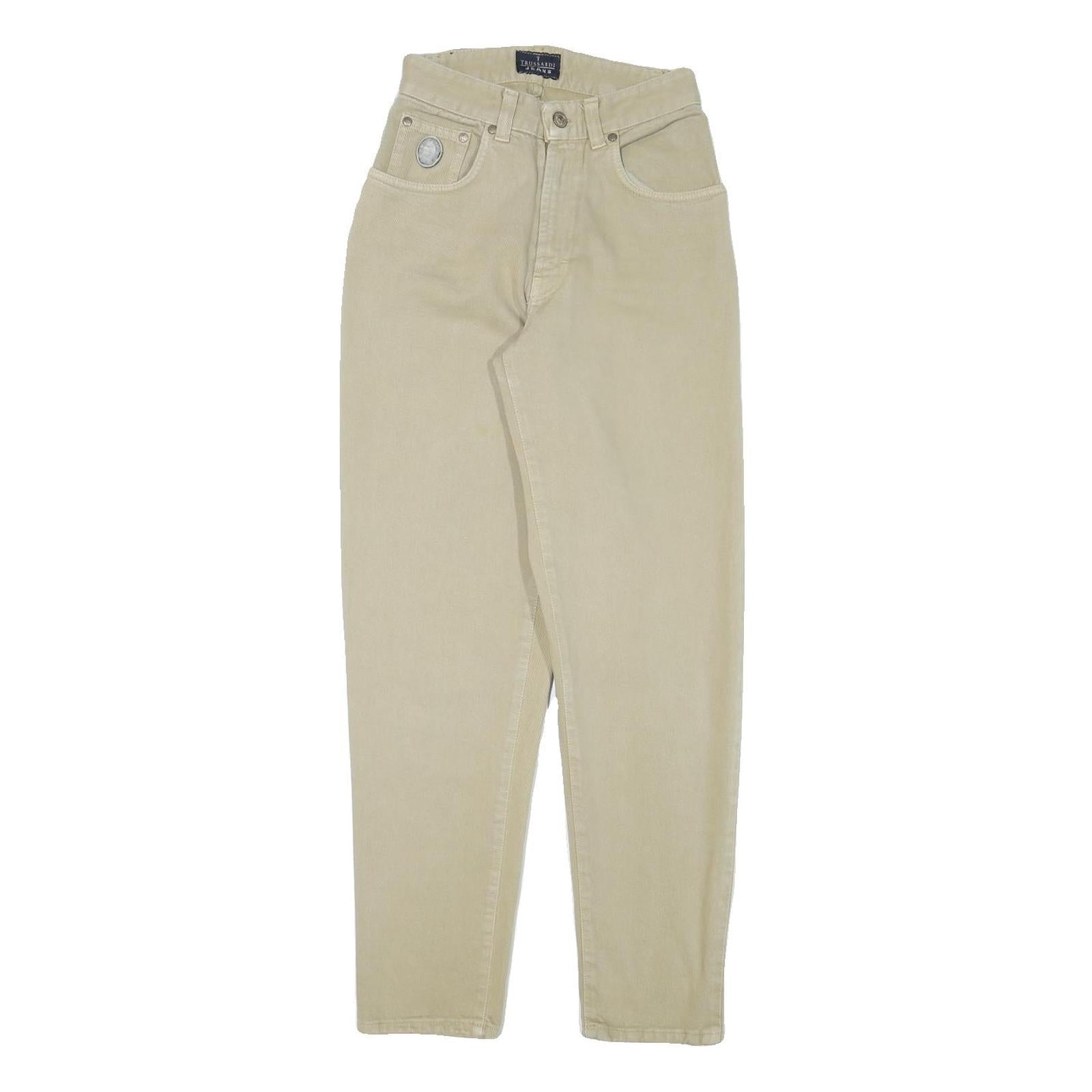 TRUSSARDI Womens Beige Slim Jeans Denim W24 L29 Stylish Cotton Blend Zip Refurbished - N/A refurbished available on Cerqular