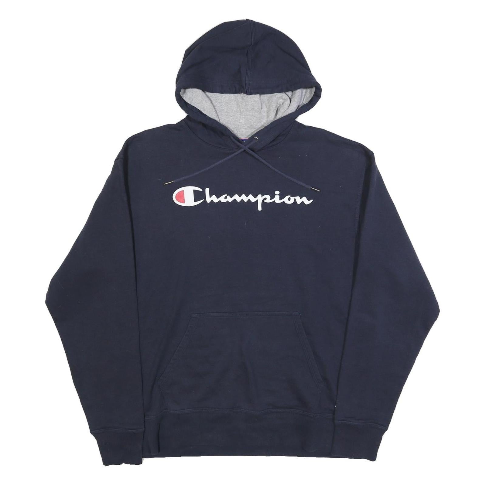 CHAMPION Mens Navy Blue Pullover Hoodie L Cotton Blend Casual Sportswear Refurbished - N/A refurbished available on Cerqular