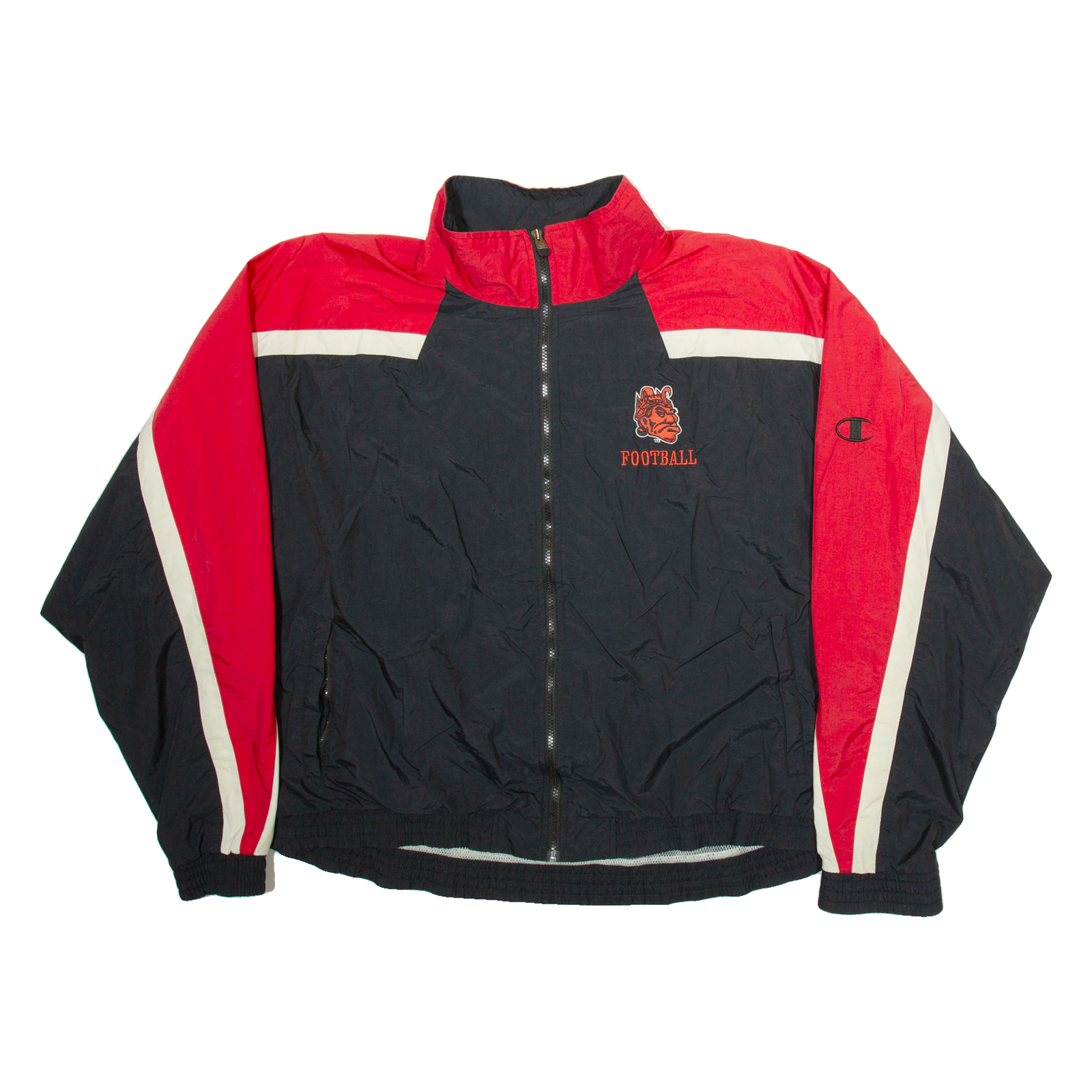 CHAMPION Football Mens Windbreaker Jacket Black 2XL Refurbished - N/A refurbished available on Cerqular