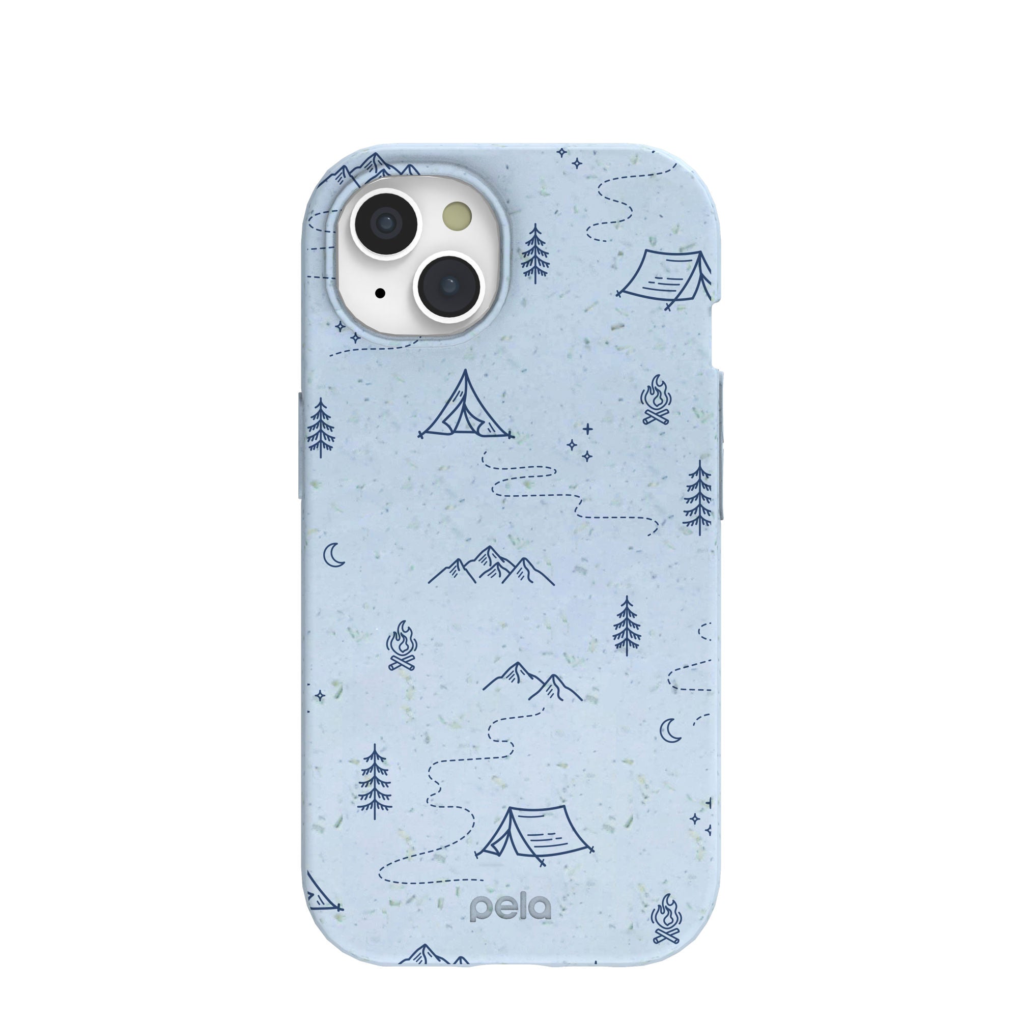 Powder Blue Camp Nights iPhone 15 Case Refurbished - Pela Case refurbished available on Cerqular