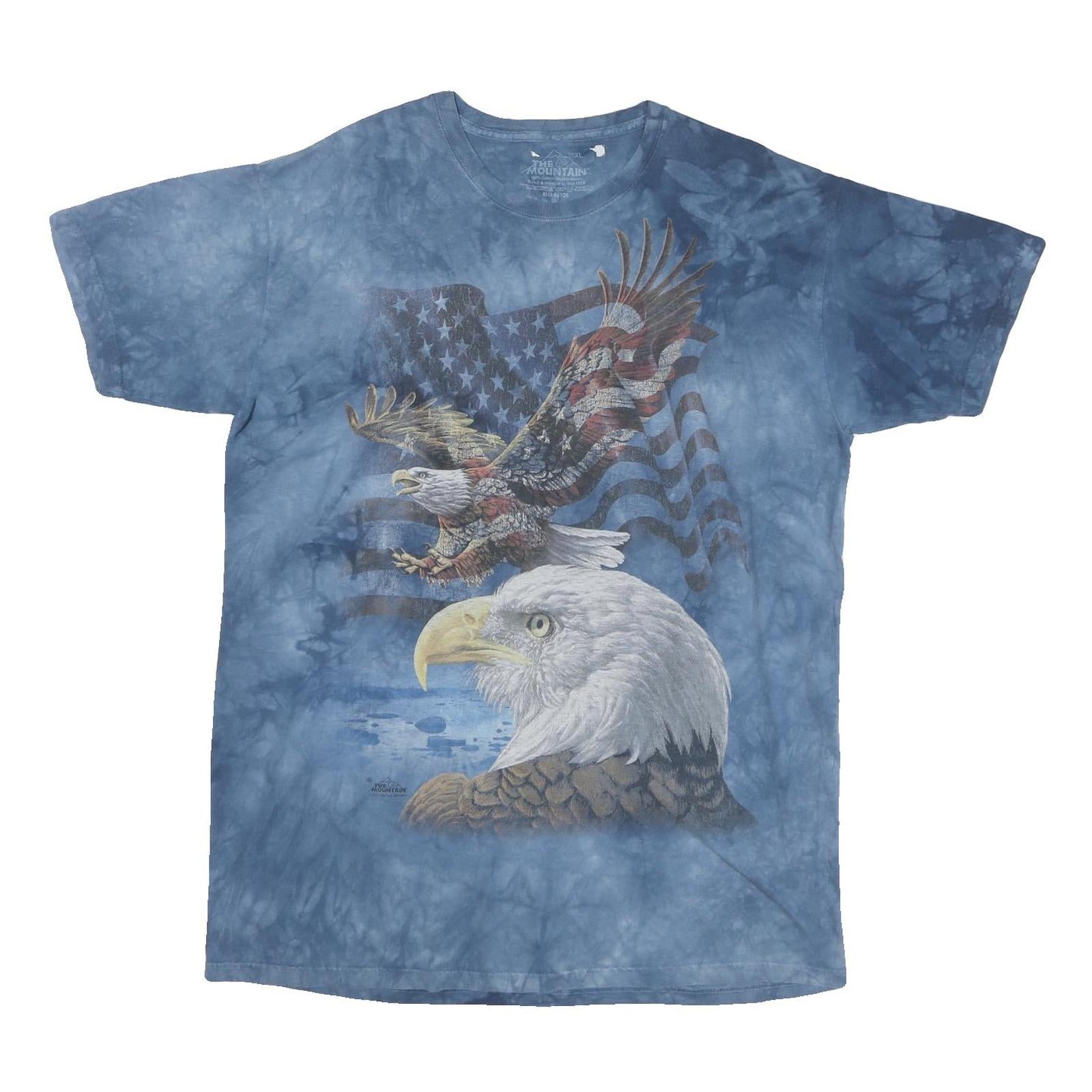 THE MOUNTAIN Mens Blue Tie Dye Graphic T-Shirt XL Short Sleeve Crew Neck Eagle Refurbished - N/A refurbished available on Cerqular