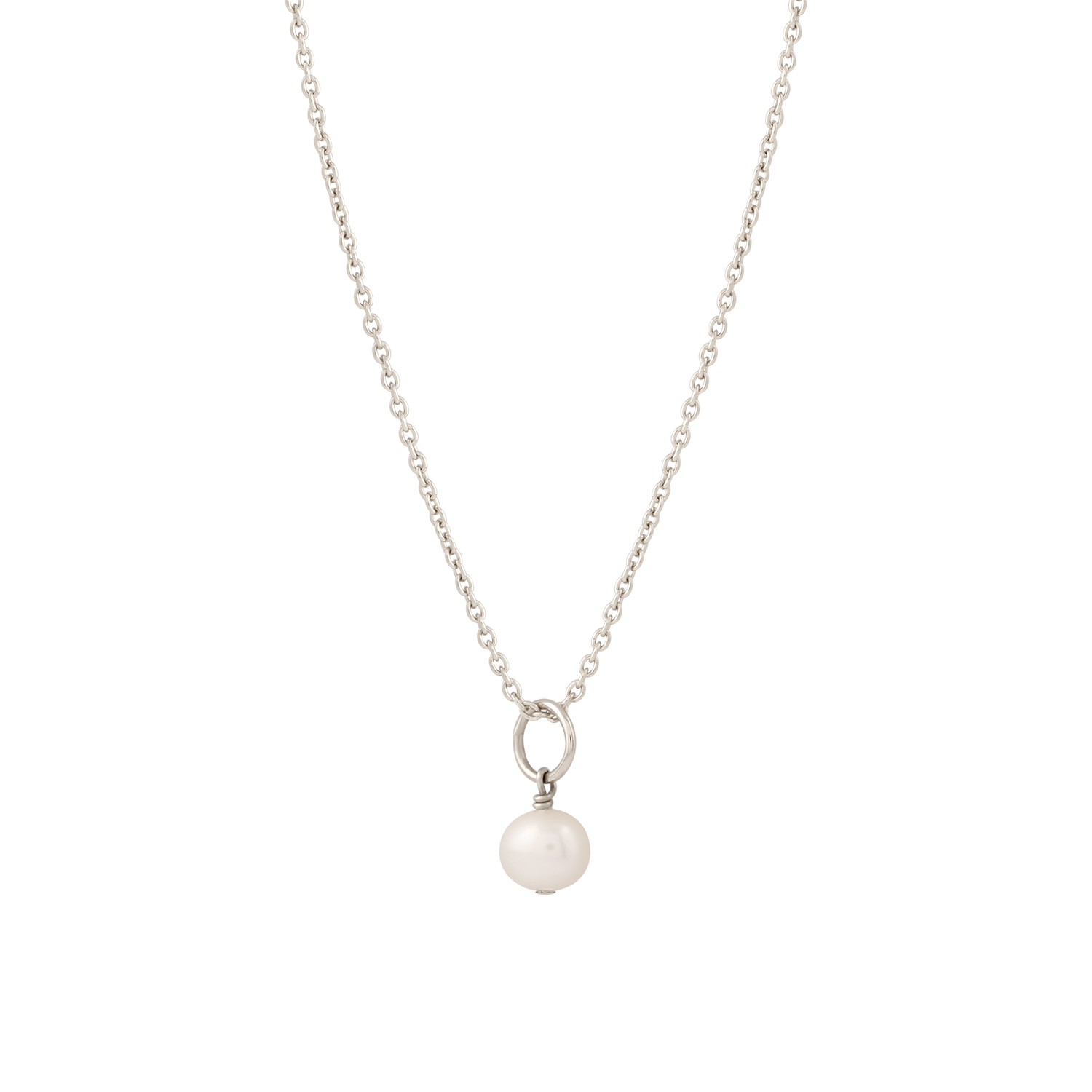 Paloma Pearl Necklace Silver | Size: 0.24 inch Pearl Charm + 16 inch Chain Refurbished - N/A (There is no well-known brand by the name "A refurbished available on Cerqular