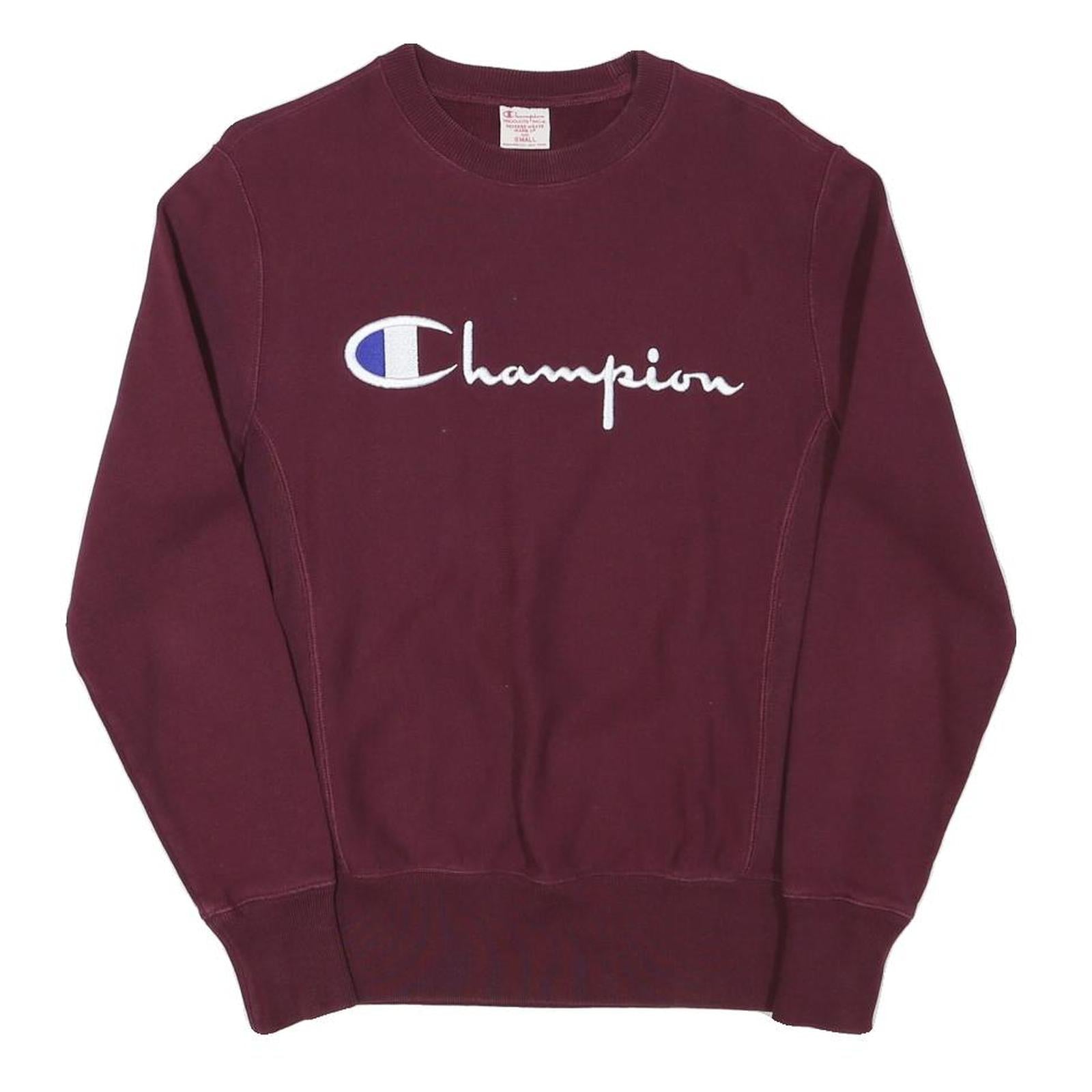 CHAMPION Mens Maroon Crew Neck S Cotton Blend Pullover Sweatshirt Refurbished - N/A refurbished available on Cerqular