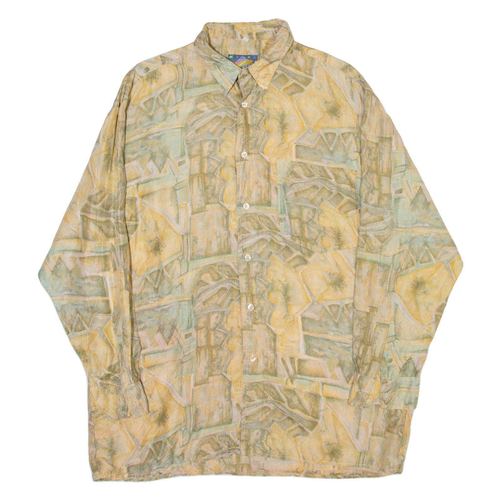 THE GREAT MANHATTAN CLUB Mens Shirt Beige 90s Crazy Pattern M Refurbished - N/A refurbished available on Cerqular