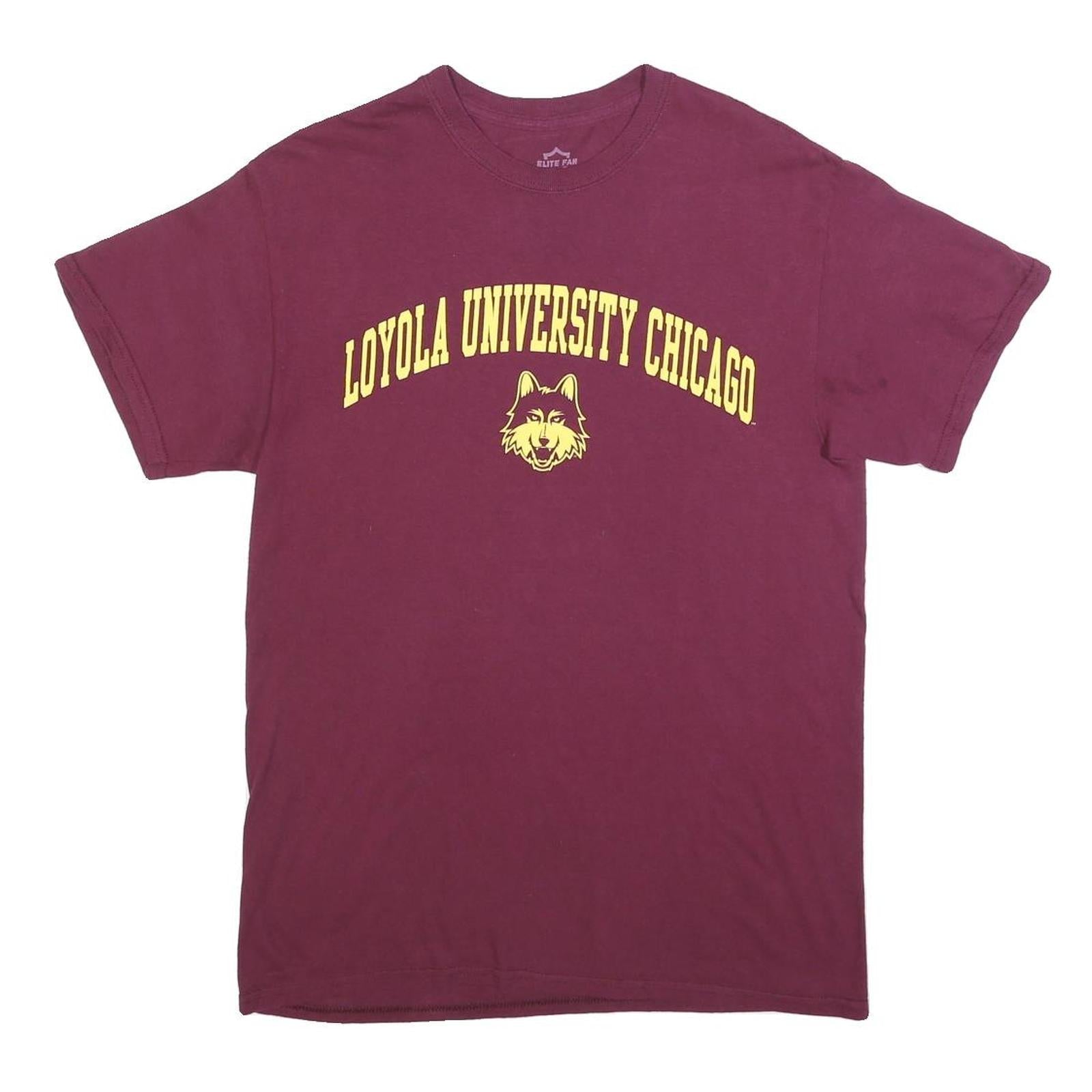 ELITE FAN Mens Maroon Loyola University Chicago T-Shirt M Short Sleeve Crew Neck Refurbished - N/A refurbished available on Cerqular