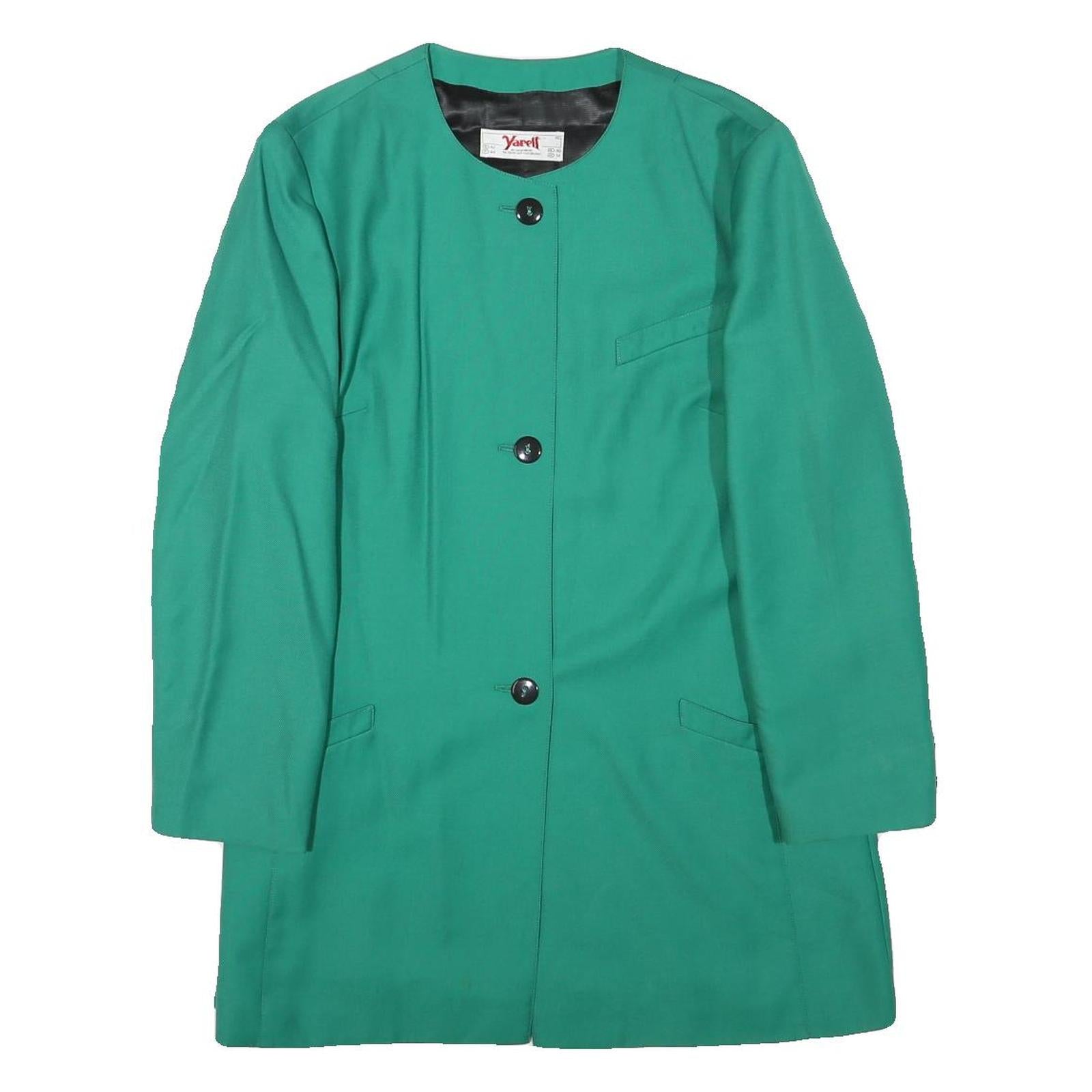 YARELL Womens Green Wool Blend Jacket L Button Plain Classic Tailored Refurbished - N/A refurbished available on Cerqular