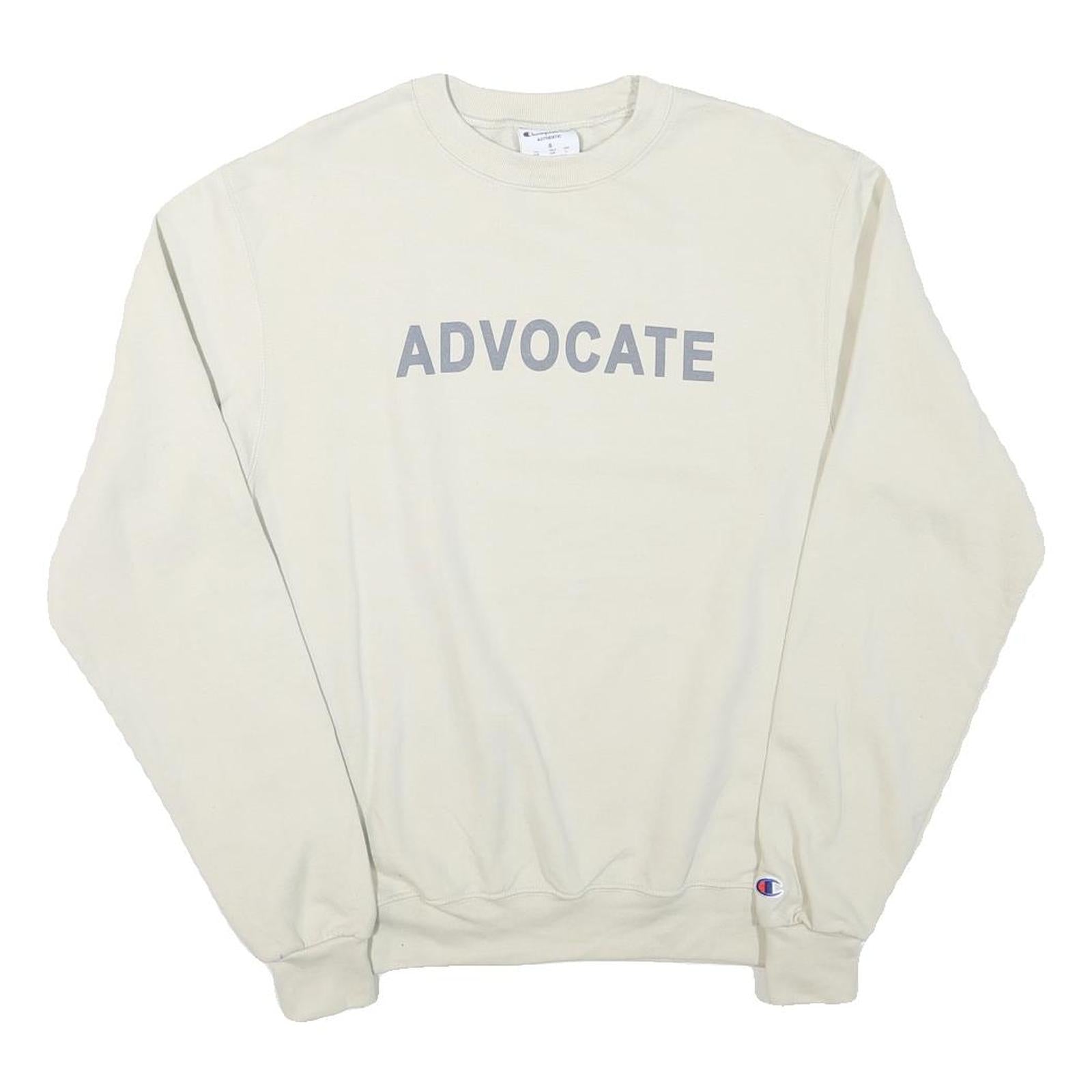 CHAMPION Mens Cream Advocate Crew Neck S Sweatshirt Cotton Blend Pullover Refurbished - N/A refurbished available on Cerqular
