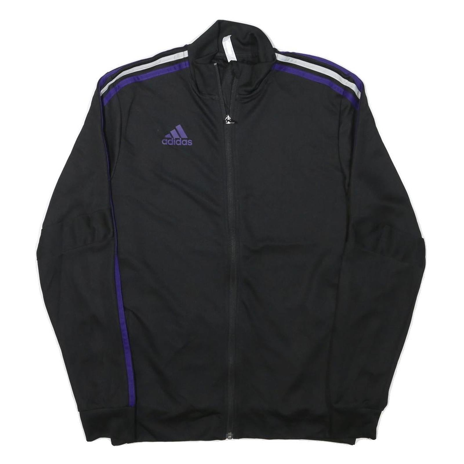 ADIDAS Mens Black & Purple Track Zip Jacket M Polyester Blend Sports Casual Refurbished - N/A refurbished available on Cerqular