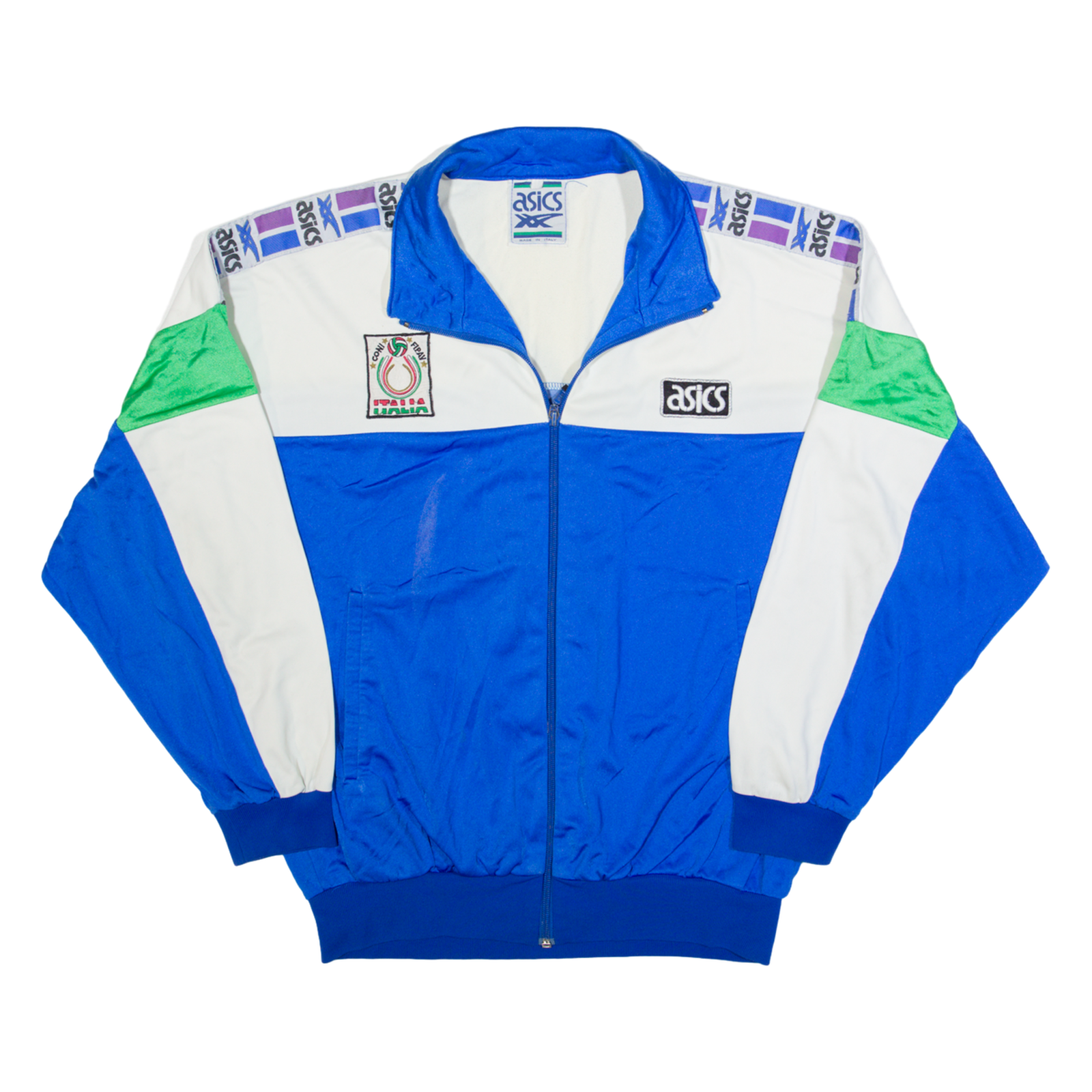ASICS Italia Mens Track Jacket Blue 90s Colourblock M Refurbished - N/A refurbished available on Cerqular