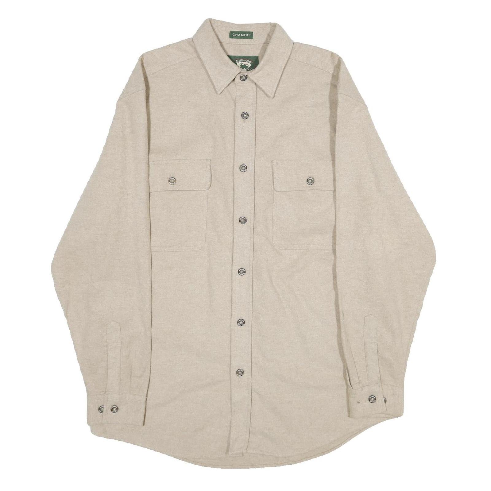 STILLWATER SUPPLY CO Mens Beige Cotton Shirt L Button Chest Pocket Casual Refurbished - N/A refurbished available on Cerqular