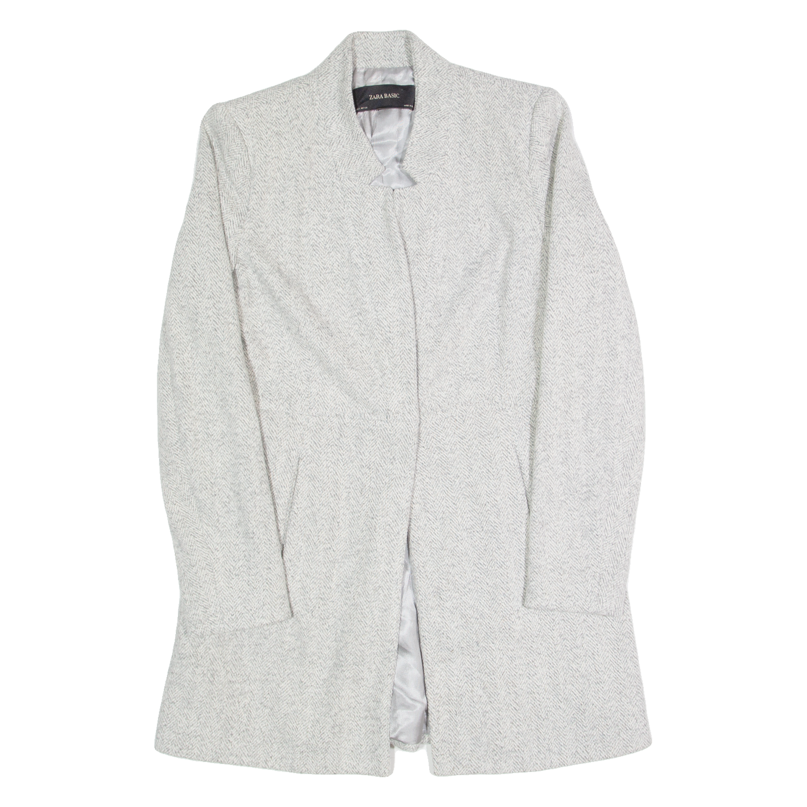 ZARA BASIC Womens Overcoat Jacket Grey S Refurbished - N/A refurbished available on Cerqular