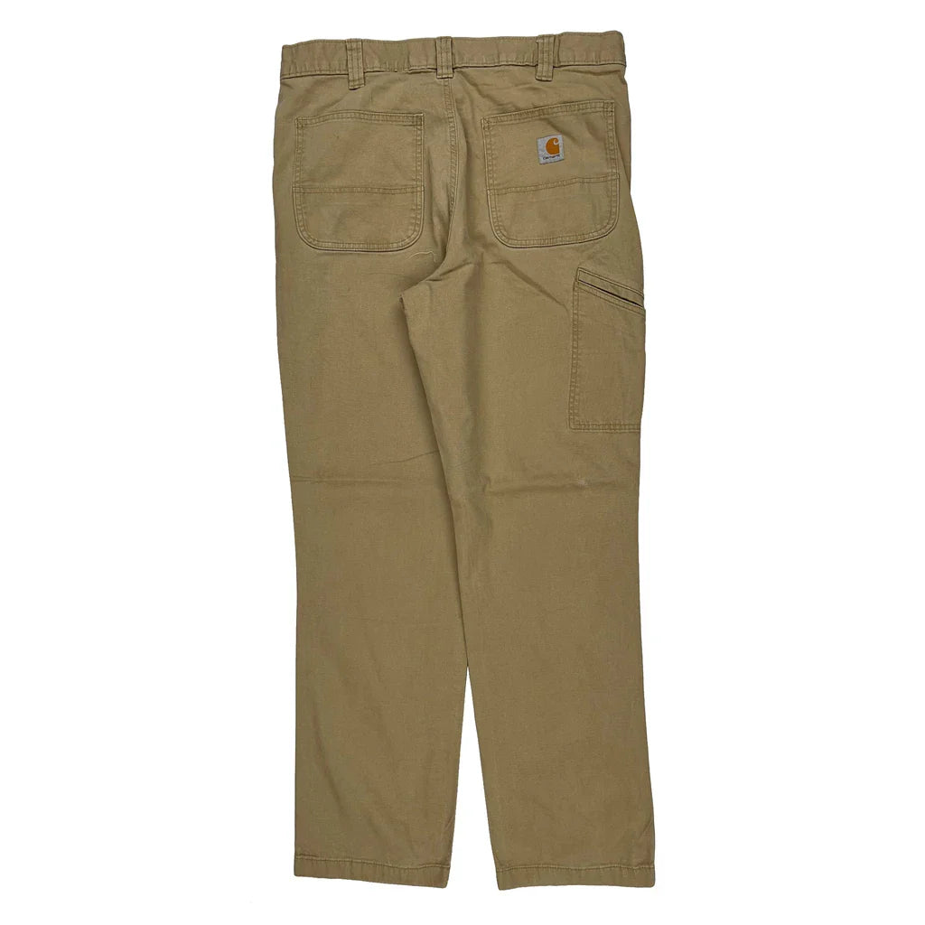 Carhartt Carpenter Trousers - 35W 32L Khaki Cotton Refurbished - Thrifted (note: this is a term often used to describe second- refurbished available on Cerqular