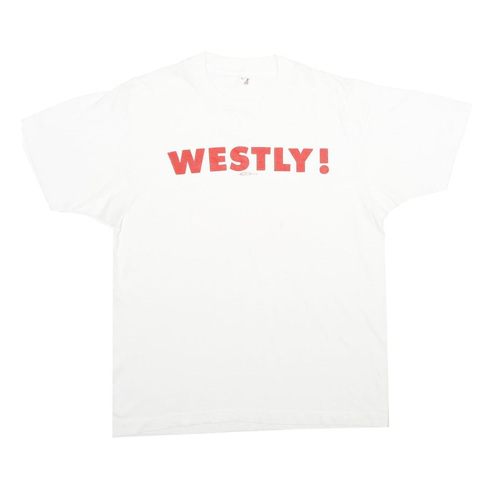 SCREEN STARS Mens White Red WESTLY Graphic T-Shirt L Short Sleeve Crew Neck Refurbished - N/A refurbished available on Cerqular