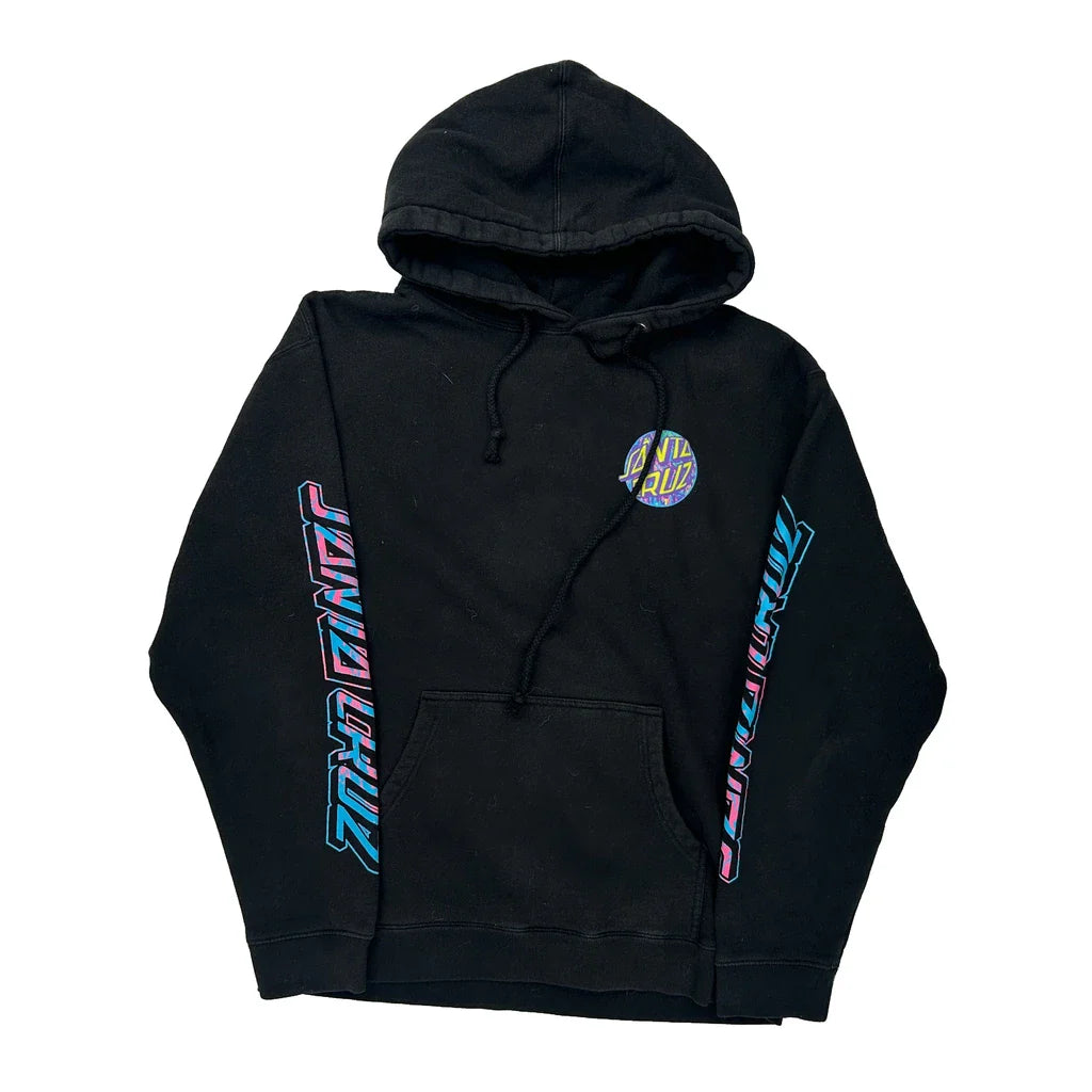 Santa Cruz Logo Santa Cruz Graphic Hoodie - Medium Black Cotton Refurbished - Thrifted (note: this is a term often used to describe second- refurbished available on Cerqular