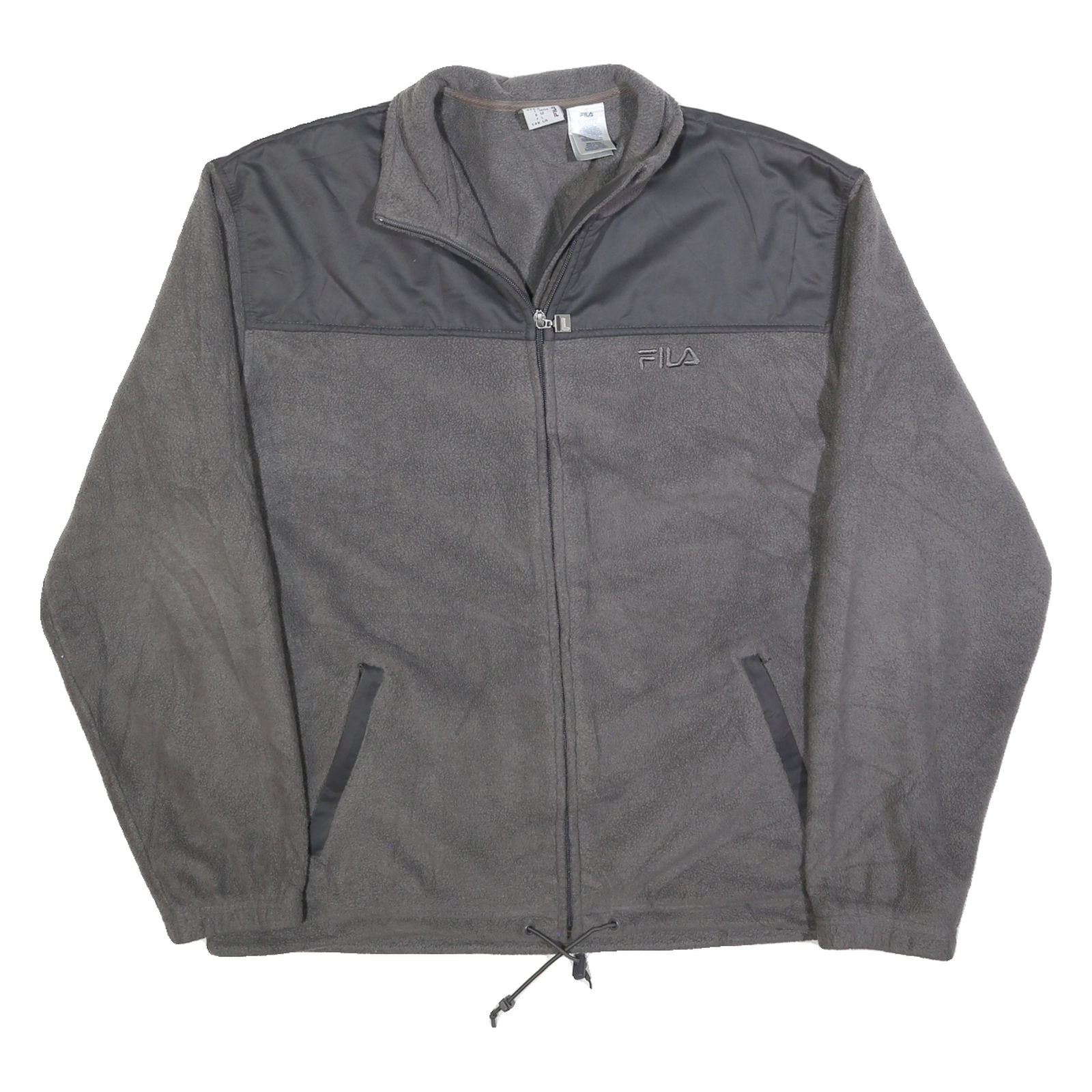 FILA Mens Grey Polyester Zip Jacket L Fleece Contrast Panel Casual Outerwear Refurbished - N/A refurbished available on Cerqular