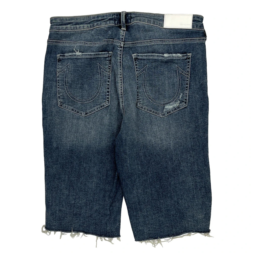 True Religion Denim Shorts - 34W 12L Blue Denim Refurbished - Thrifted (note: this is a term often used to describe second- refurbished available on Cerqular