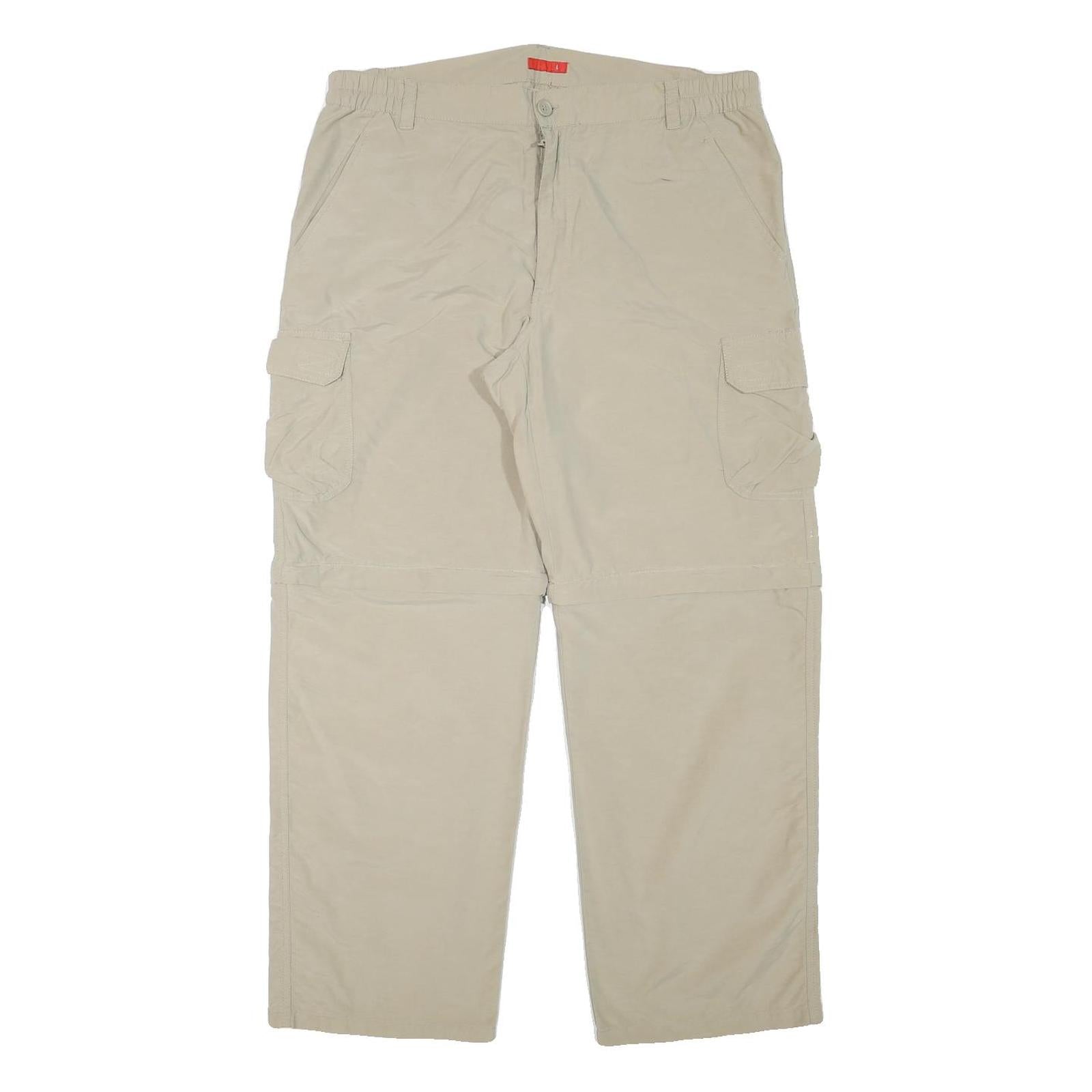 Mens Relaxed Beige Cargo Trousers Polyester Blend W35 L30 Zip Closure Casual Refurbished - N/A refurbished available on Cerqular