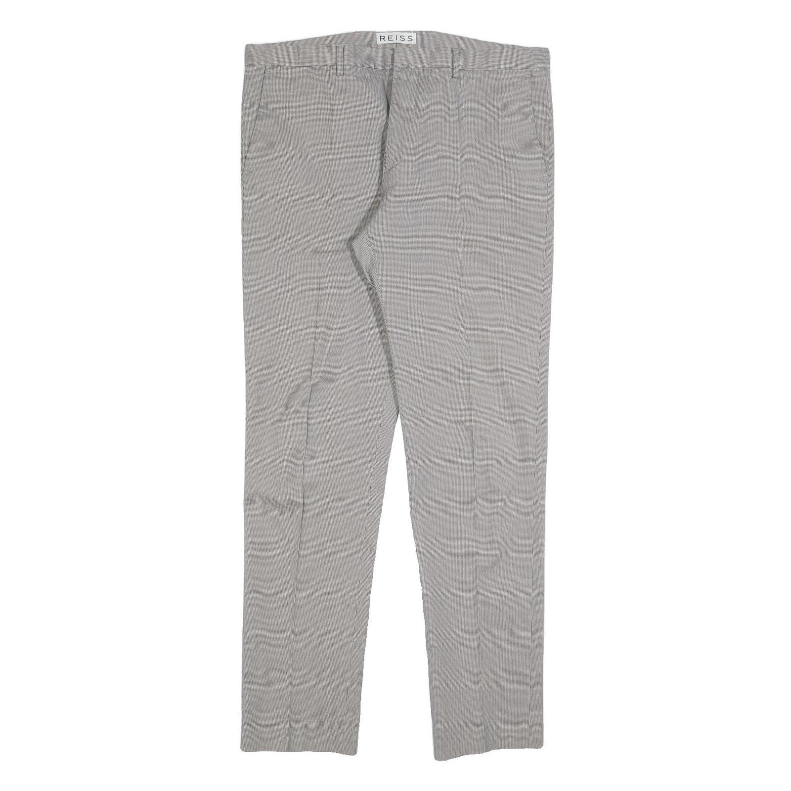 REISS Womens Slim Grey Cotton Blend Slim Straight Trousers W36 L32 Refurbished - N/A refurbished available on Cerqular