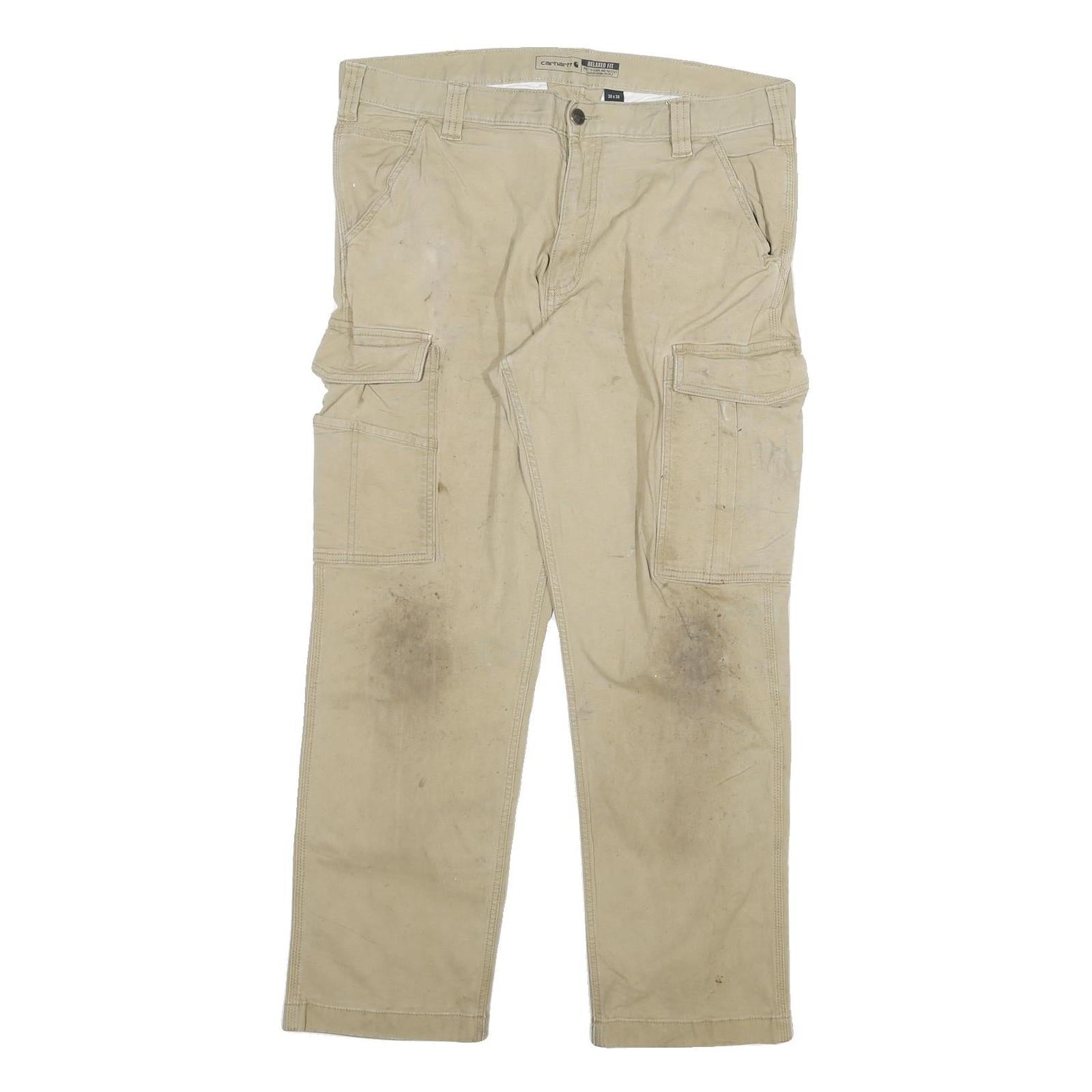 CARHARTT Mens Jeans Beige Relaxed Straight Cotton Blend W36 L30 Workwear Cargo Refurbished - N/A refurbished available on Cerqular