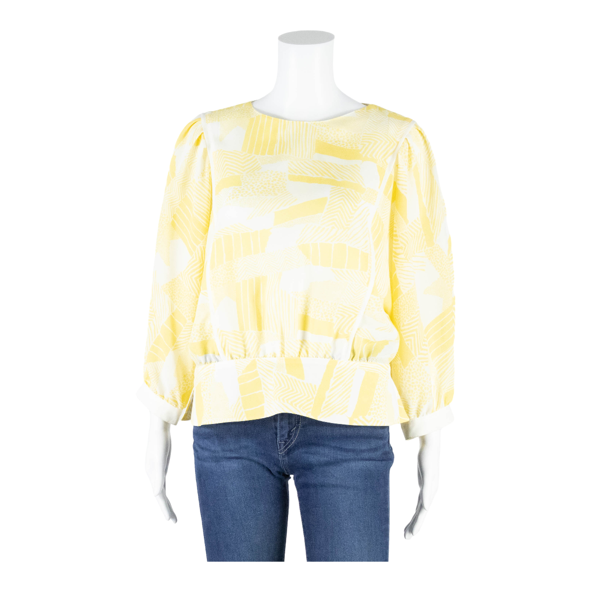 SOMMERMANN Womens Blouse Yellow Long Sleeve Crazy Pattern M Refurbished - N/A refurbished available on Cerqular