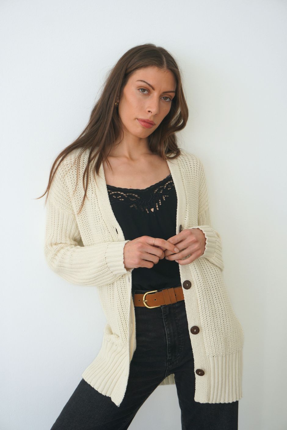 Buy Emily Cardigan in Oat Milk | Size: S Refurbished - $189.00 Emily Cardigan in Oat Milk | Size: S Refurbished - N/A (Paneros is not a known clothing brand. It is possible refurbished available on Cerqular
