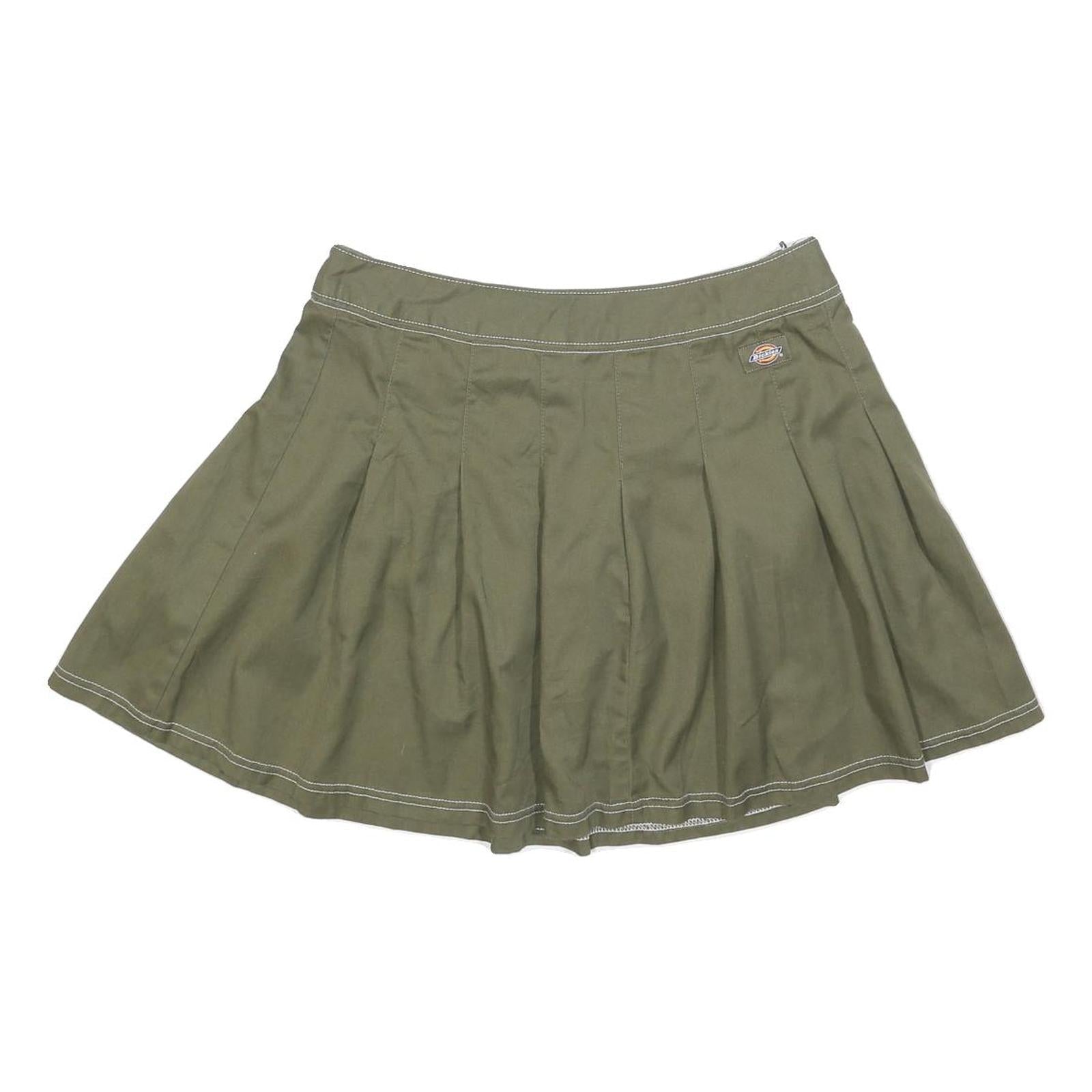 DICKIES Womens Green Pleated Mini Cotton Blend Skirt M Casual Utility Refurbished - N/A refurbished available on Cerqular