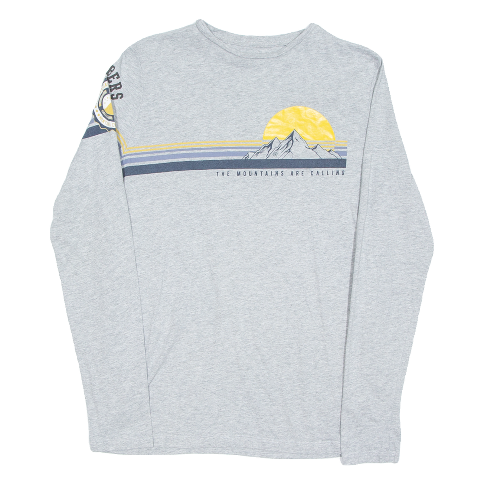 The Mountains Are Calling Mens T-Shirt Grey Long Sleeve XS Refurbished - N/A refurbished available on Cerqular