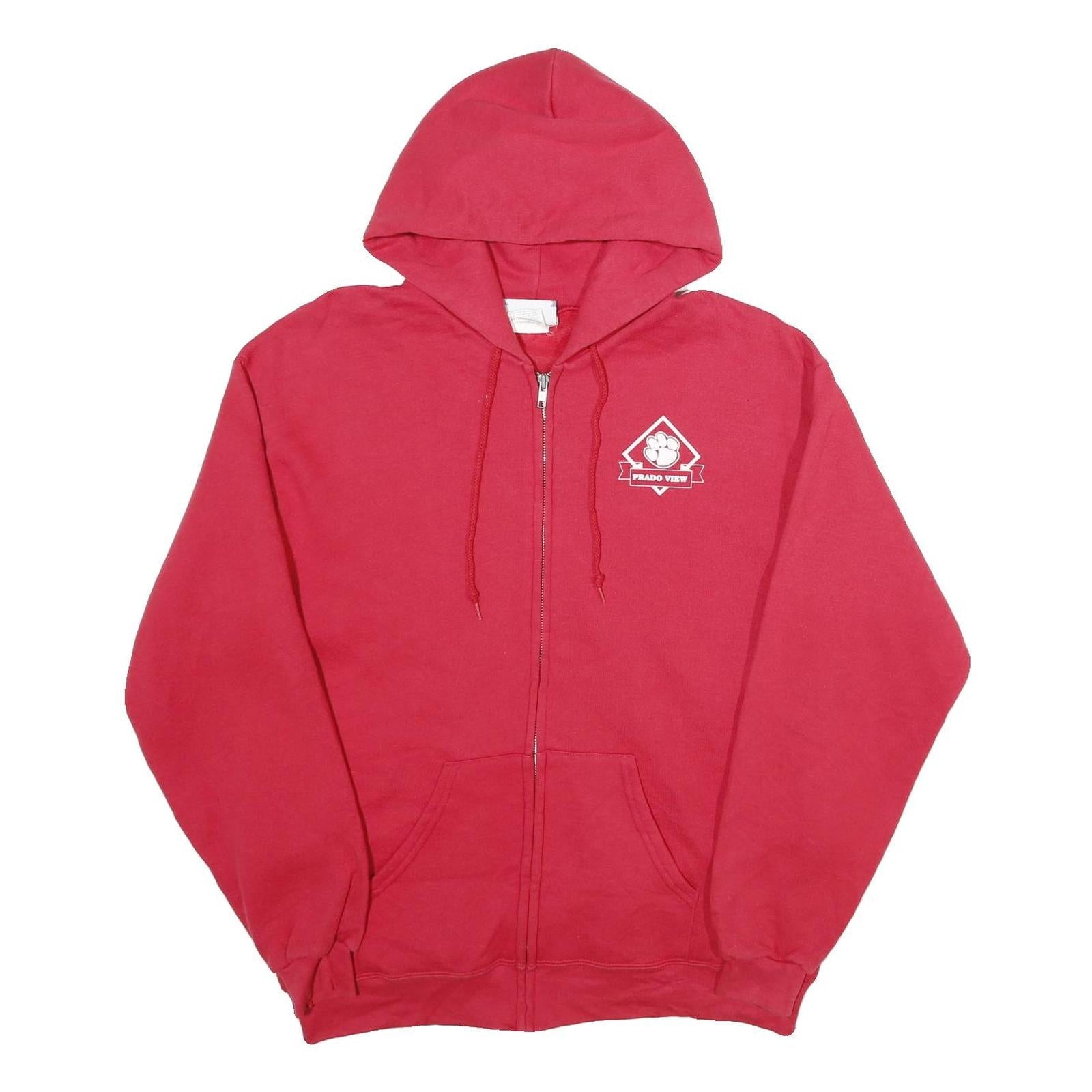 LEE Mens Red Zip Up Hoodie L Prado View Graphic Pocket Casual Cotton Blend Refurbished - N/A refurbished available on Cerqular
