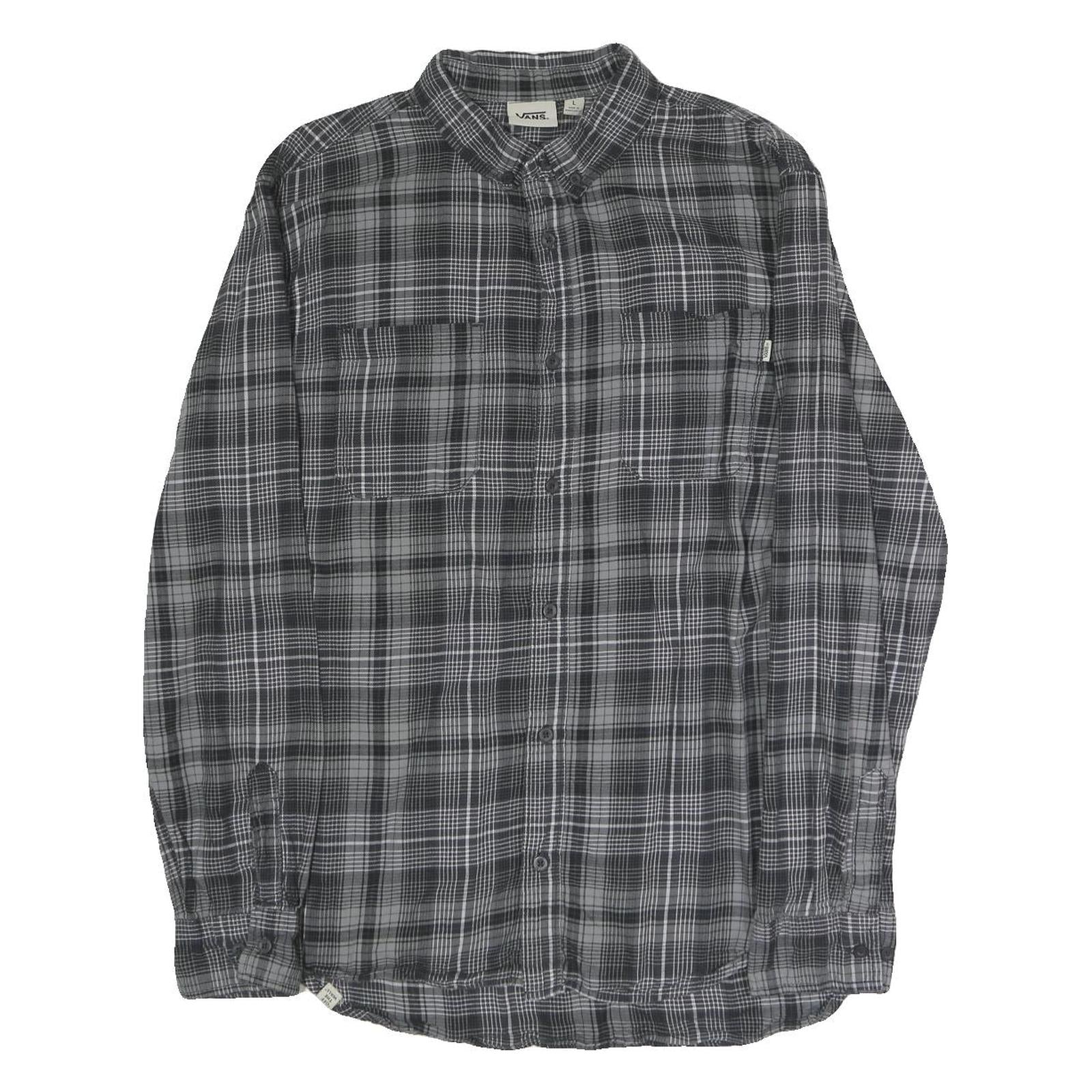 VANS Mens Grey Black Check Shirt L Cotton Blend Long Sleeve Casual Refurbished - N/A refurbished available on Cerqular