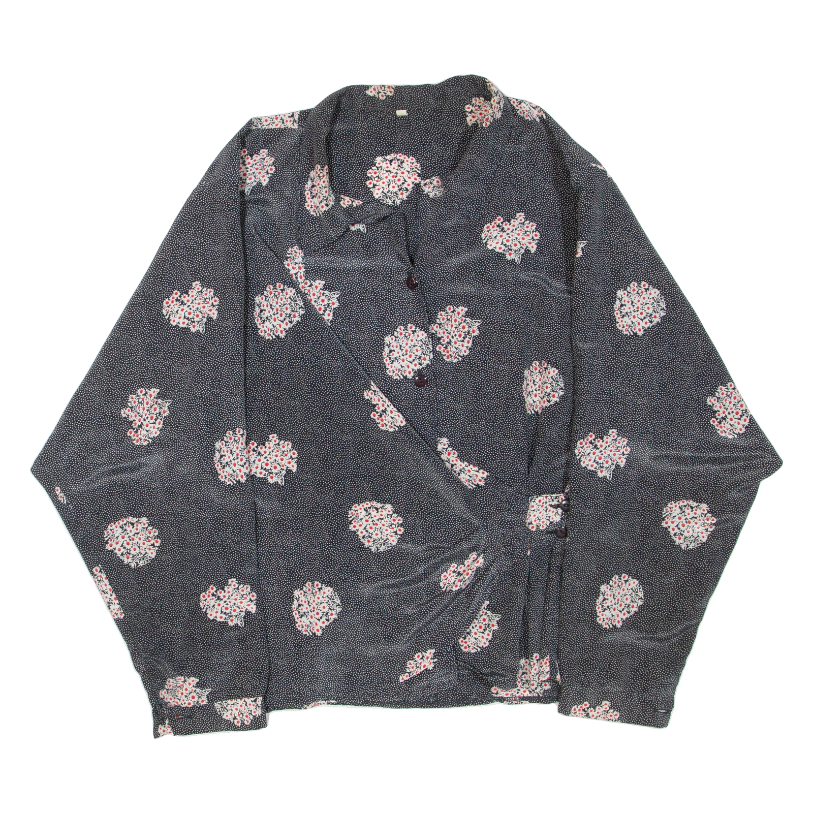 Womens Printed Blouse Grey Collared Long Sleeve Spotted XL Refurbished - N/A refurbished available on Cerqular