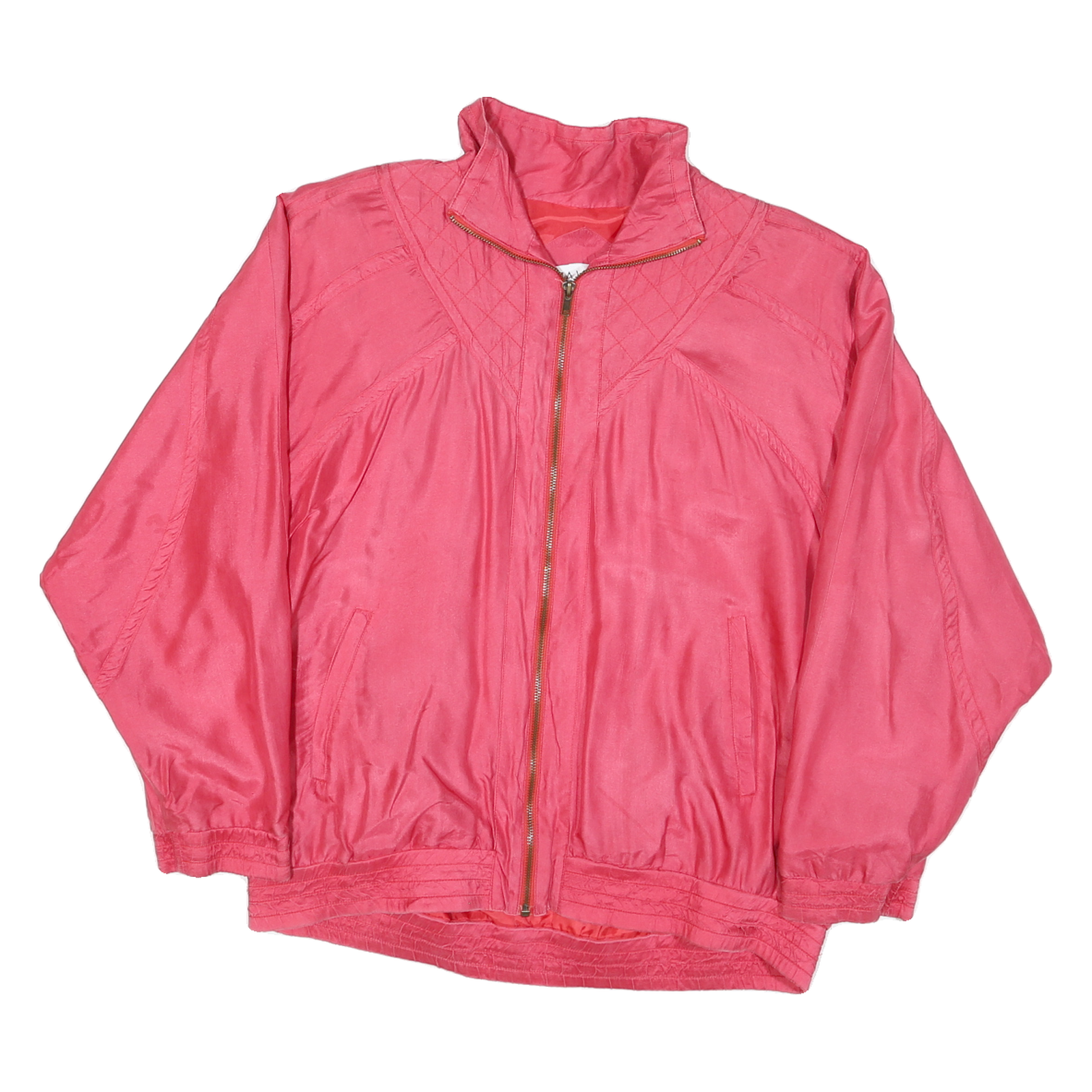 LAVON Womens Pink Silk Jacket M Woven Zip Classic Casual Lightweight Refurbished - N/A refurbished available on Cerqular