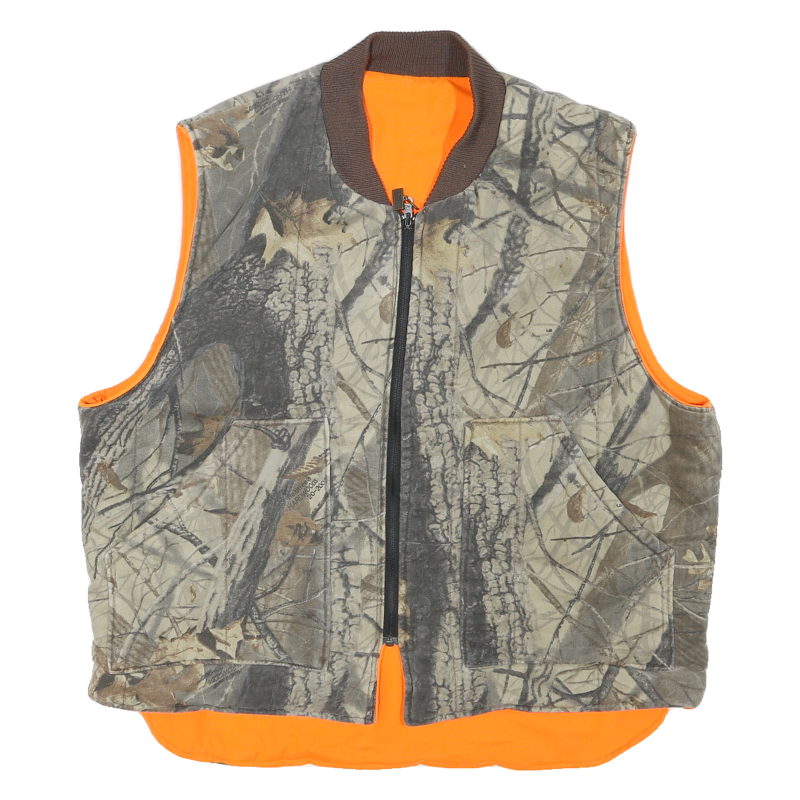 Mens Brown & Orange Reversible Synthetic Zip Up Outdoors Vest XL Woven Plain Refurbished - N/A refurbished available on Cerqular